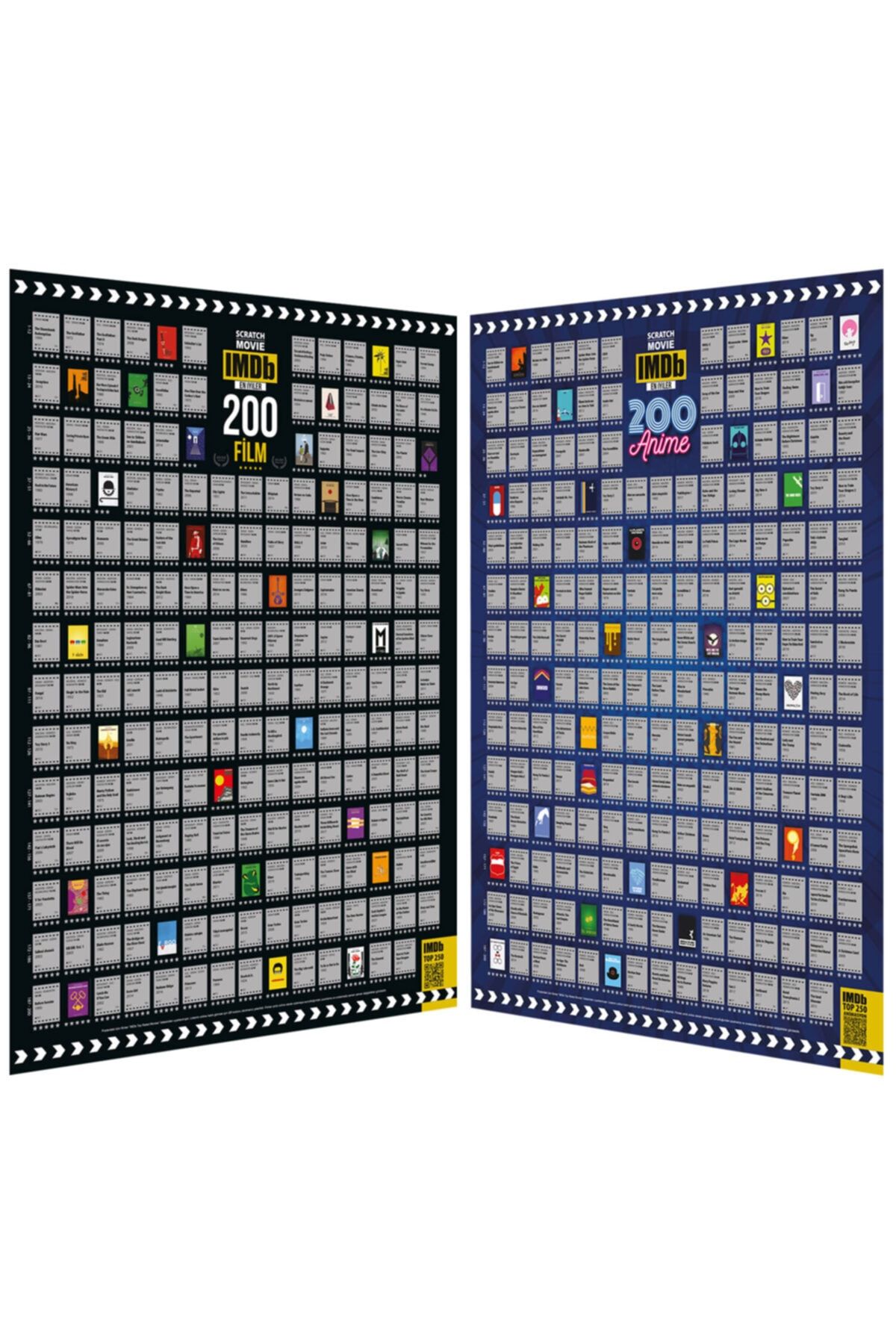 Scratch Map Kazı Izle Imdb 200 Anime + 200 Film Tüm Zamanların En Iyi 400 Filmi 2li Poster Seti Dev Boy Xl