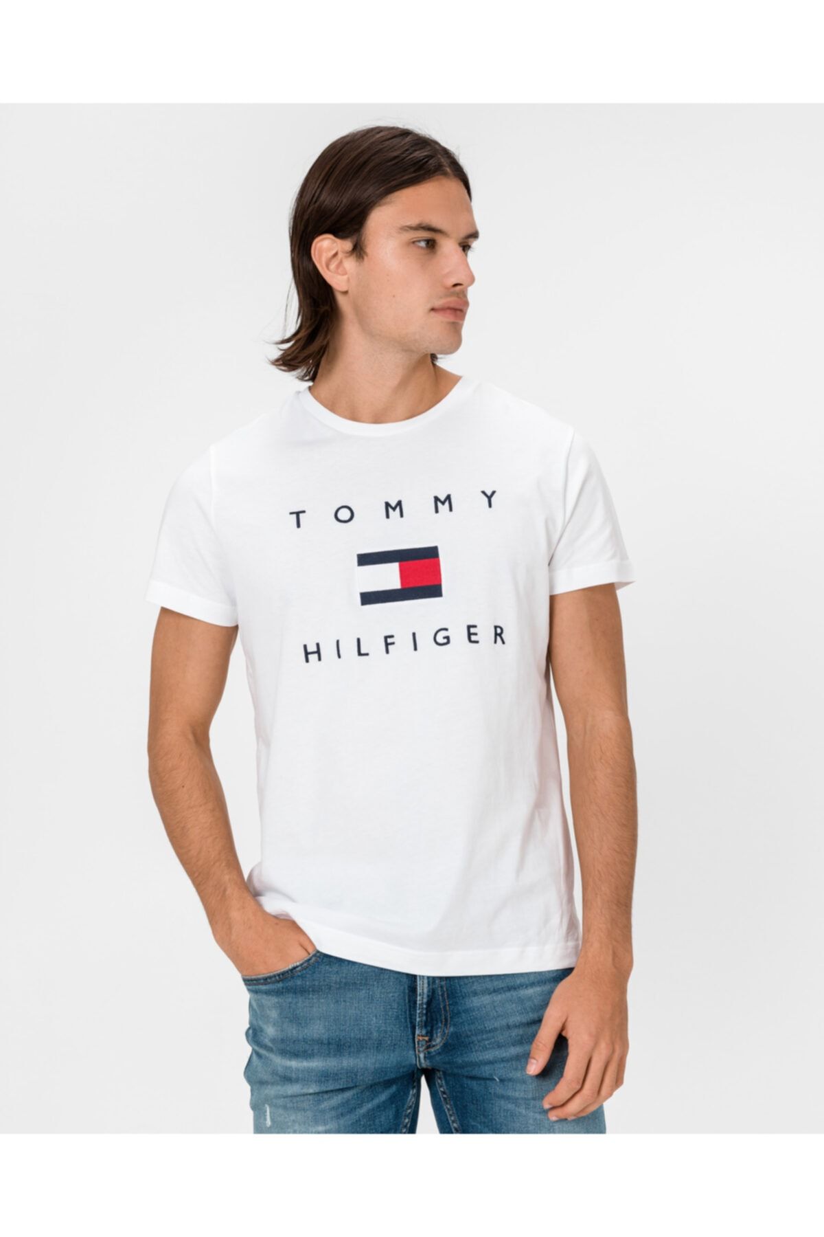 Tommy Hilfiger Flag Logo Erkek Nakışkı Tshirt