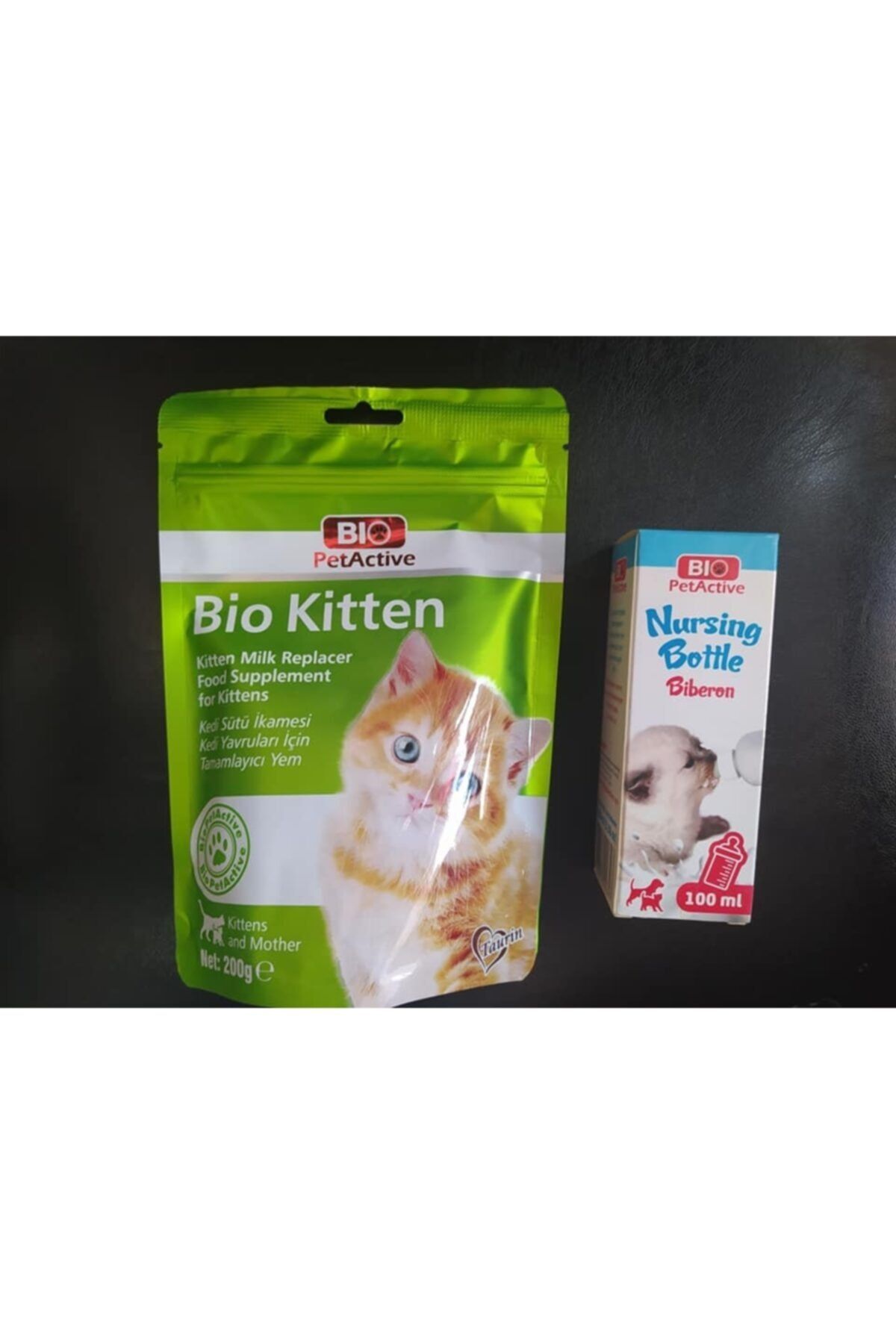 Bio PetActive Yavru Kedi ve Emziren Anne Sütü Toz Kitten Milk Replacer 200 gr ve Yedek Başlıklı Biberon