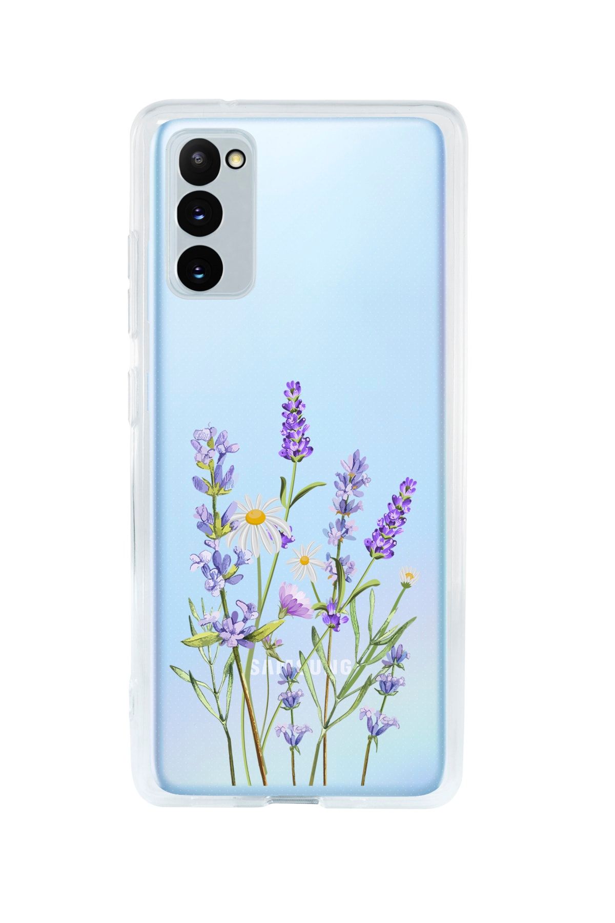 mooodcase Samsung S20 Fe Uyumlu Lavender Desenli Premium Şeffaf Silikon Kılıf