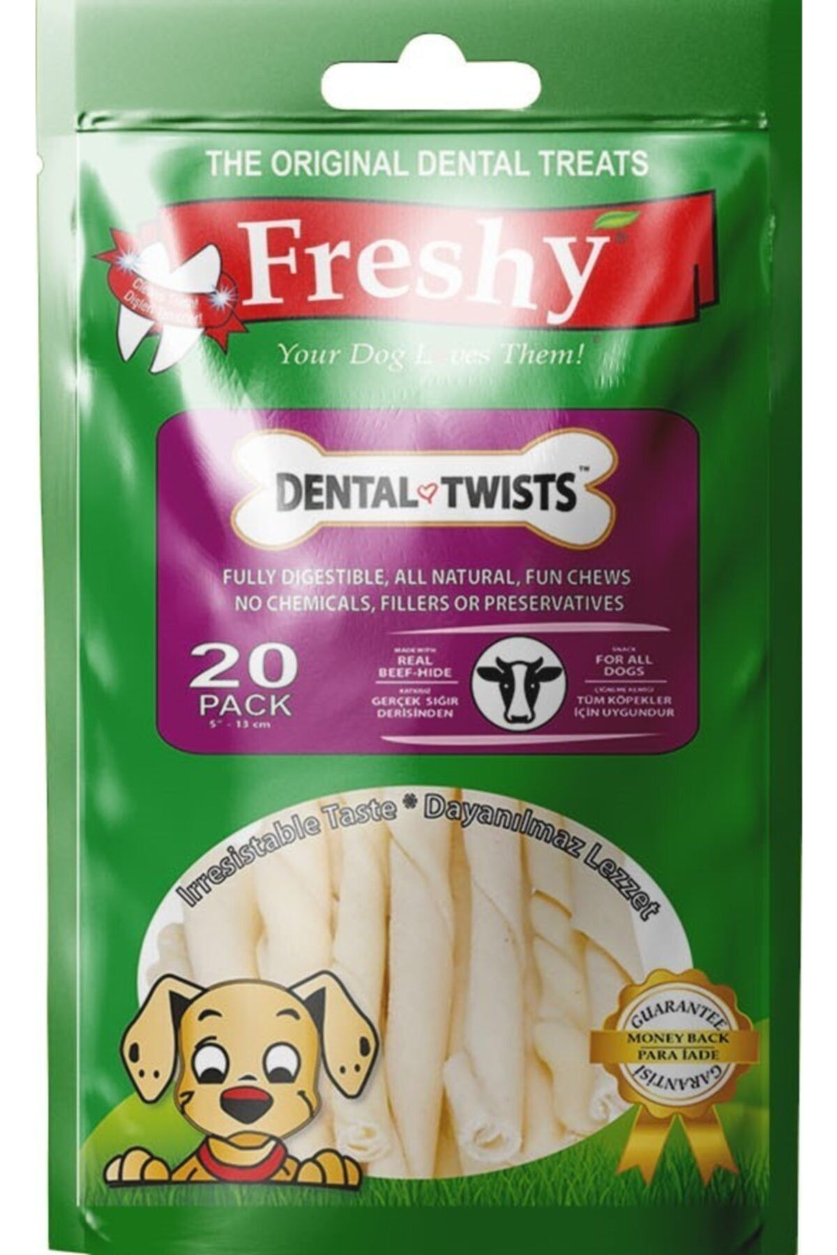 Freshy Dental Twist Burgulu Köepk Çiğneme Çubuk 13 cm 20 adet