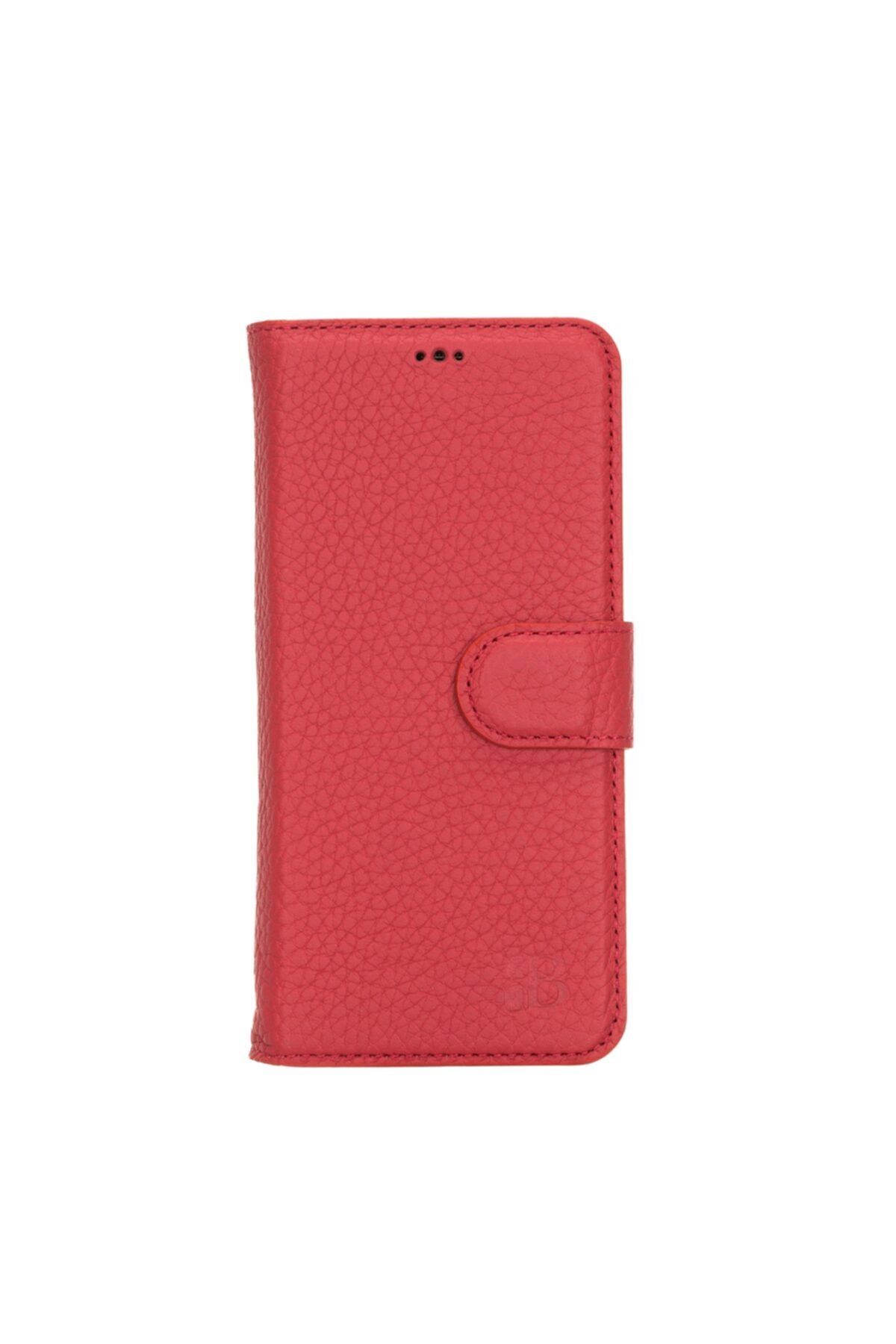 Burkley Samsung Galaxy S9 Uyumlu Kırmızı Noktalı Deri Cüzdan Telefon Kılıfı