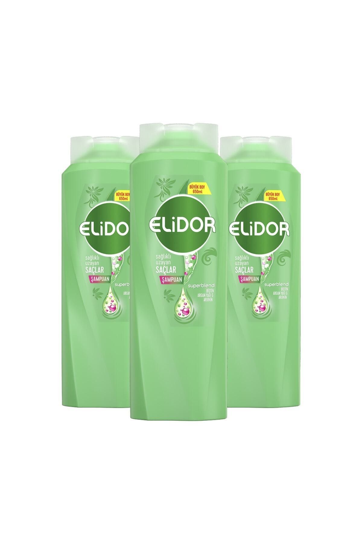 Elidor Sağlıklı Uzayan Saçlar Saç Bakım Şampuanı 650 ml X3 Adet