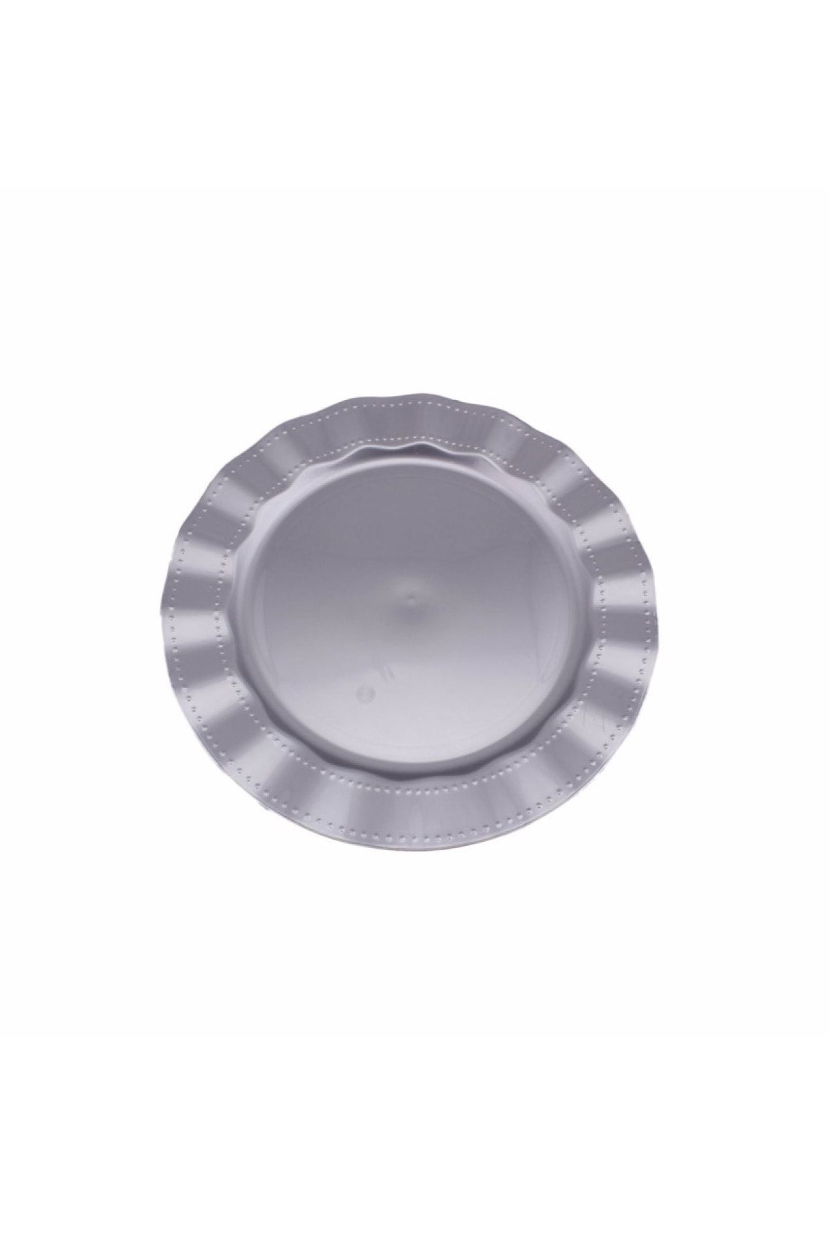 Huzur Party Store Gümüş 6 Adet 26 Cm Mika Servis Tabağı Lüx Gri Kırılmaz Kenarı Kıvrım Detaylı Tekrar Kullanılabilir