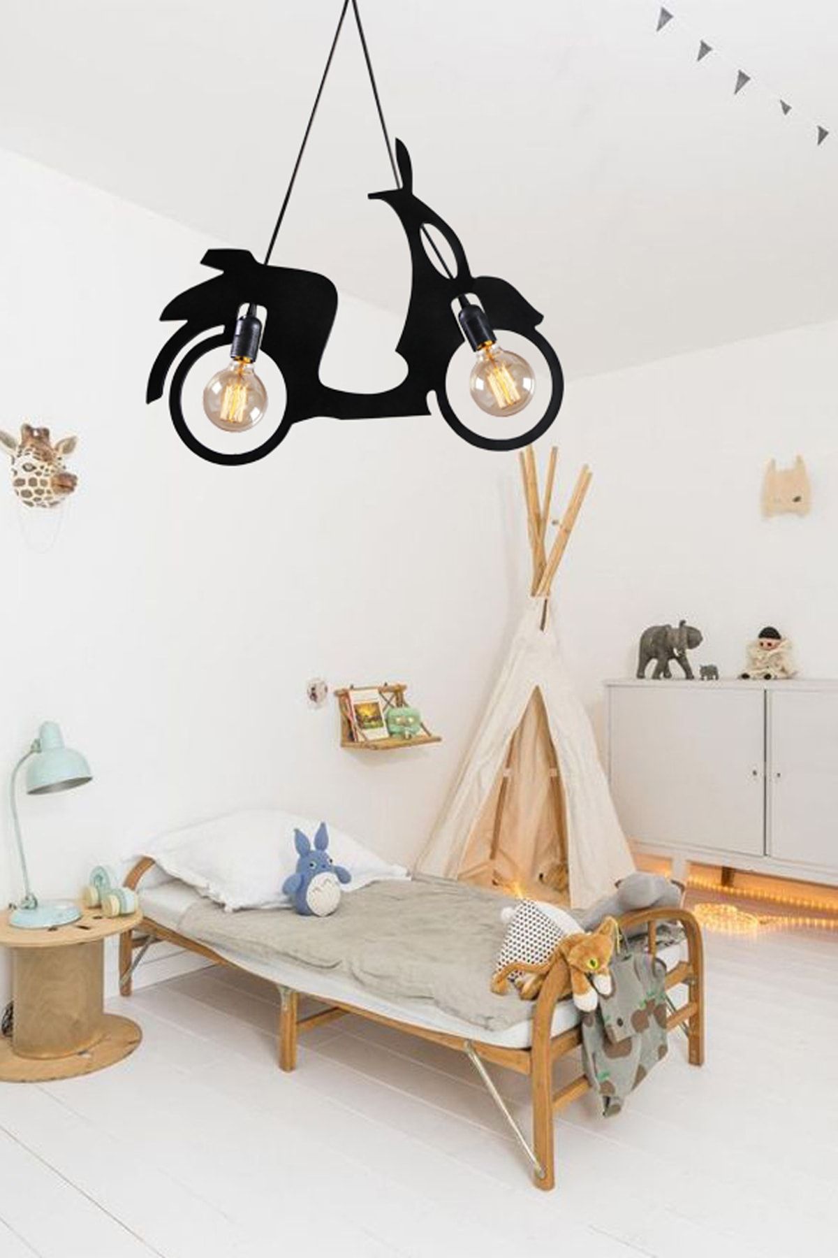 UTKU TASARIM Scooter Motor Bisiklet Avize Sarkıt Modern Rustik Dekoratif Lamba Genç-çocuk Odası