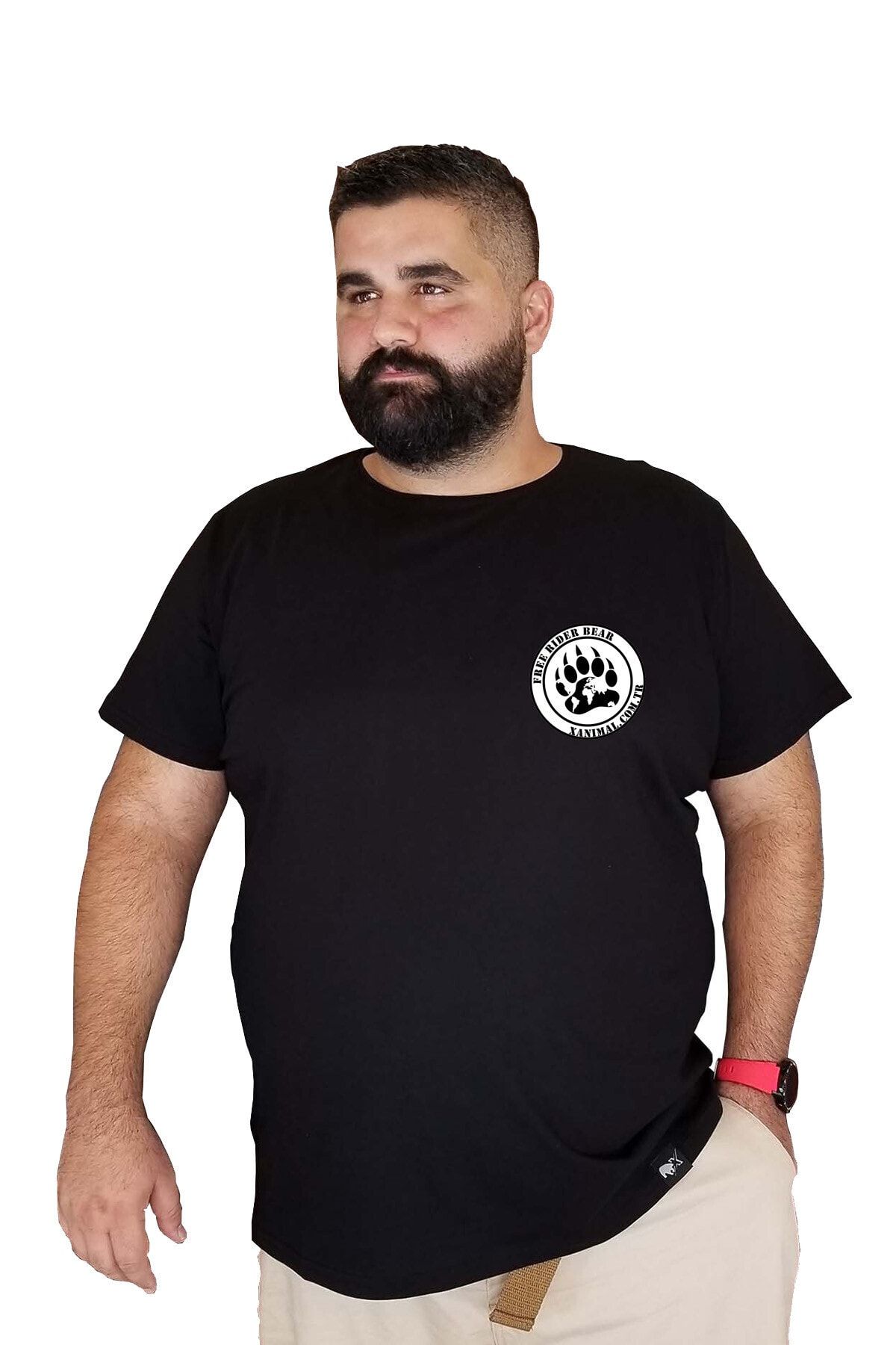 Xanimal Baskılı Bearbucks Büyük Beden Pamuklu T-shirt Free Bear 3xl 4xl 5xl 6xl 7xl