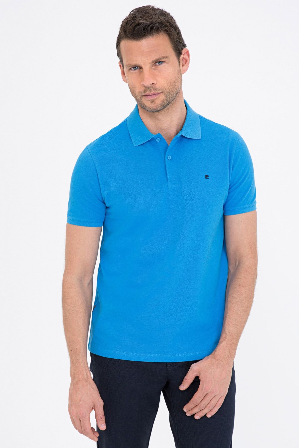 Pierre Cardin Kobalt Mavi Slim Fit Basic Polo Yaka T-Shirt