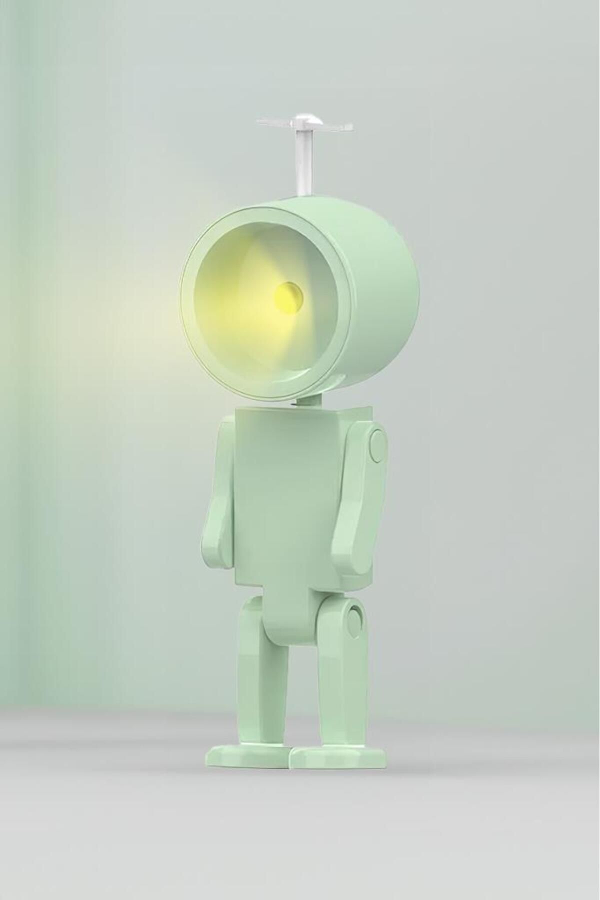 DEMPOWER Çok Amaçlı Robot Şekilli Gece Lambası Yeşil Yuvarlak