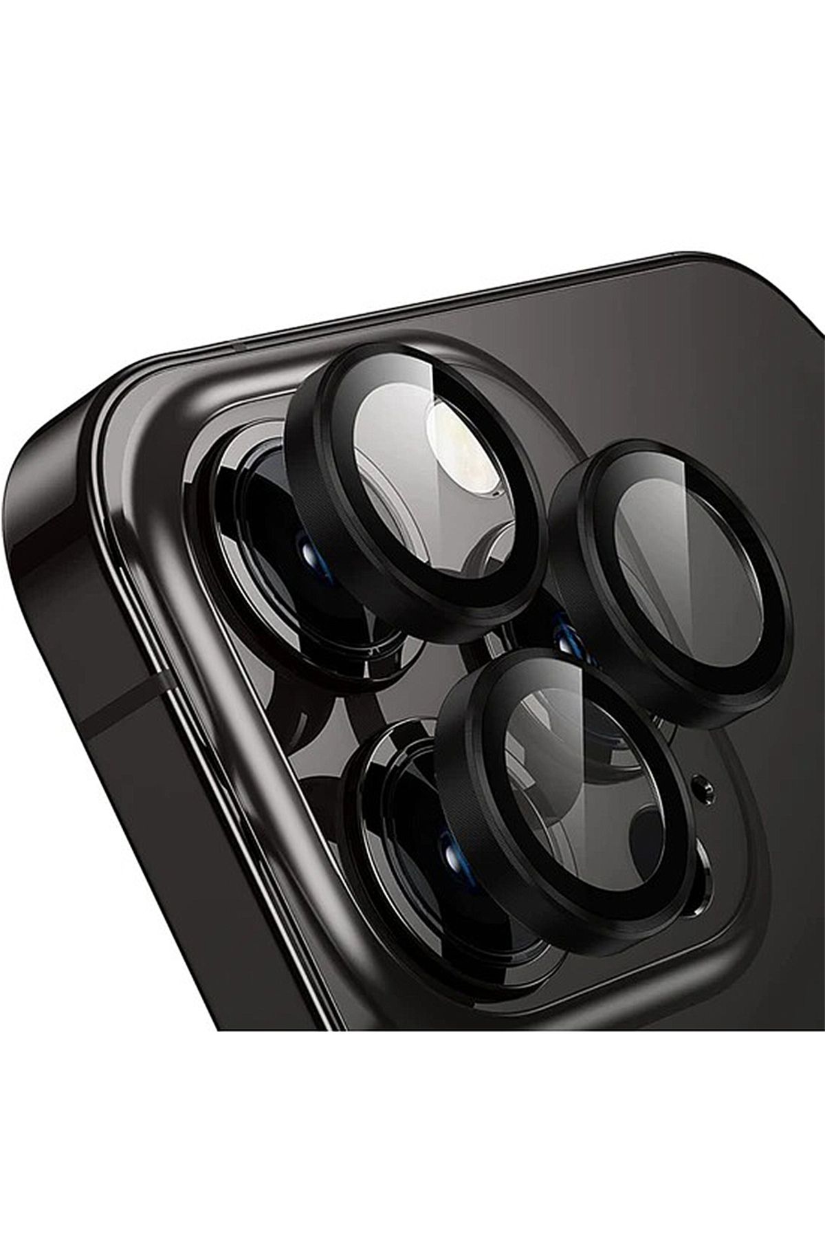 poycase İPhone 11 Pro Max ile Uyumlu Tam Koruma Kırılma Önleyici Kamera Lens Koruyucu Siyah