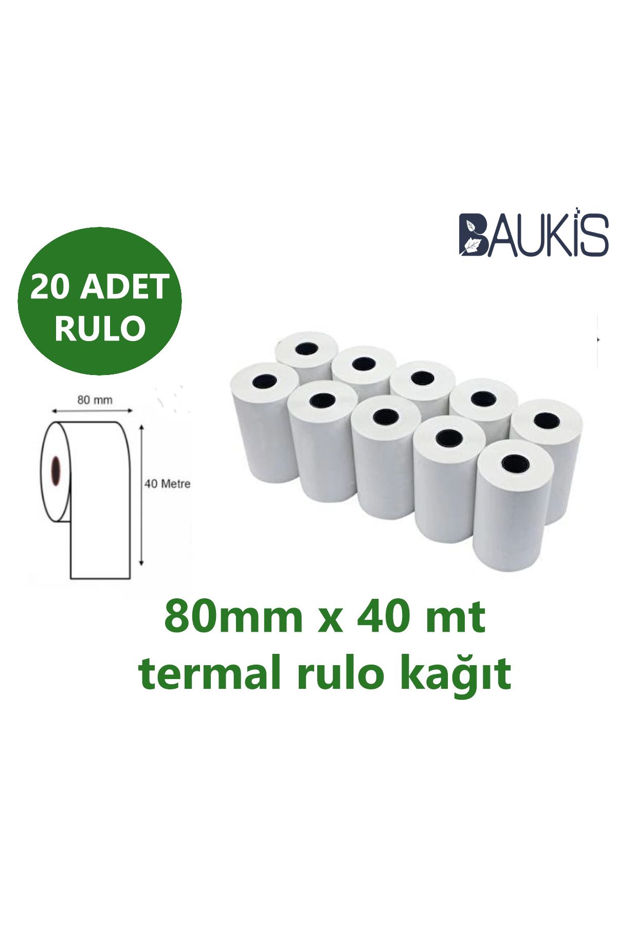 baukis alışveriş tarzınız 20 ADET Termal Pos ve Adisyon Rulosu, Termal Yazıcı Kağıdı, Termal Bilgi Fişi 80 Mm X 40 Mt