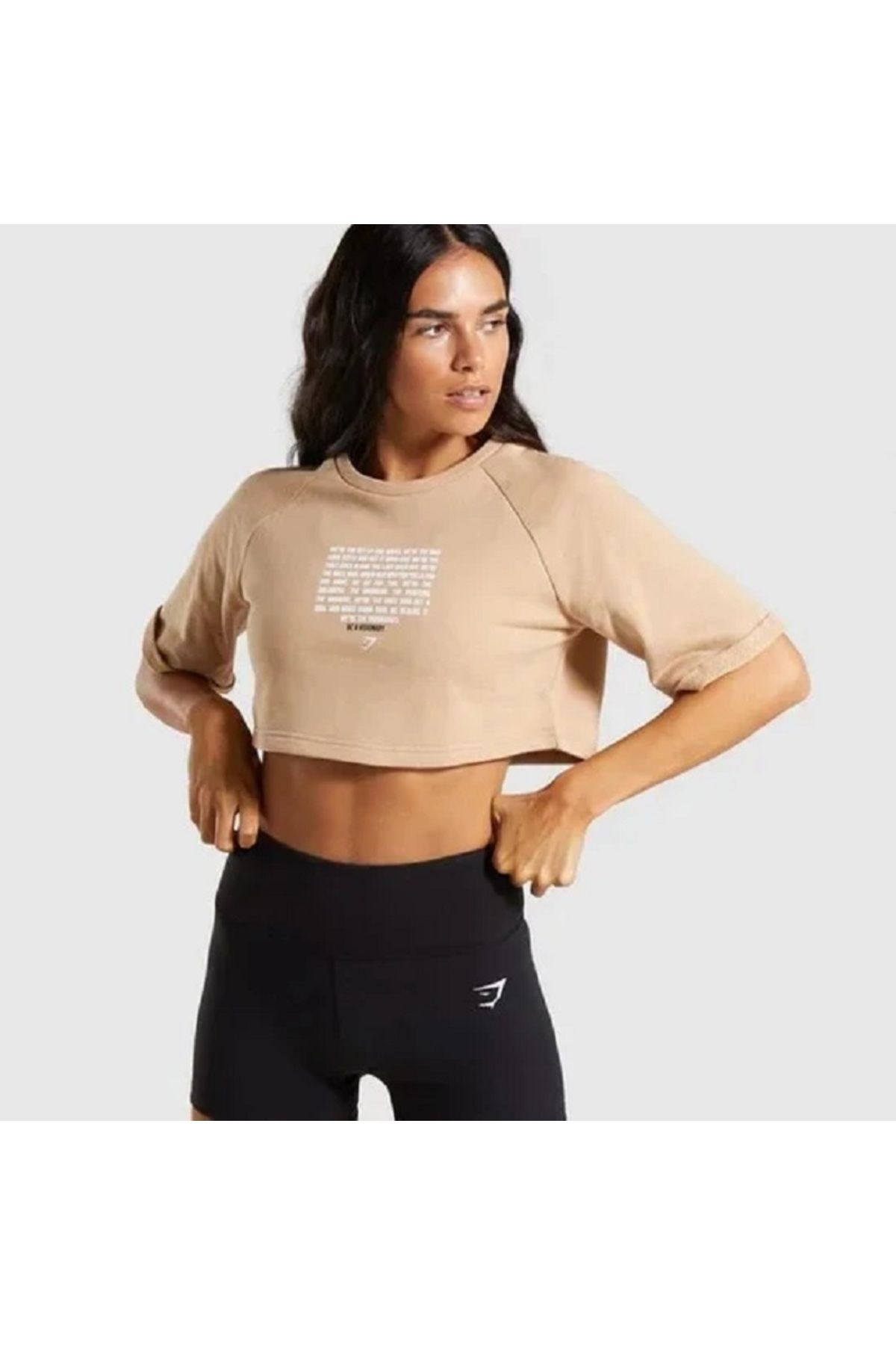 RACER Gymshark The Visionaries Boxy Cropped Sweater - Beige GLCT3788