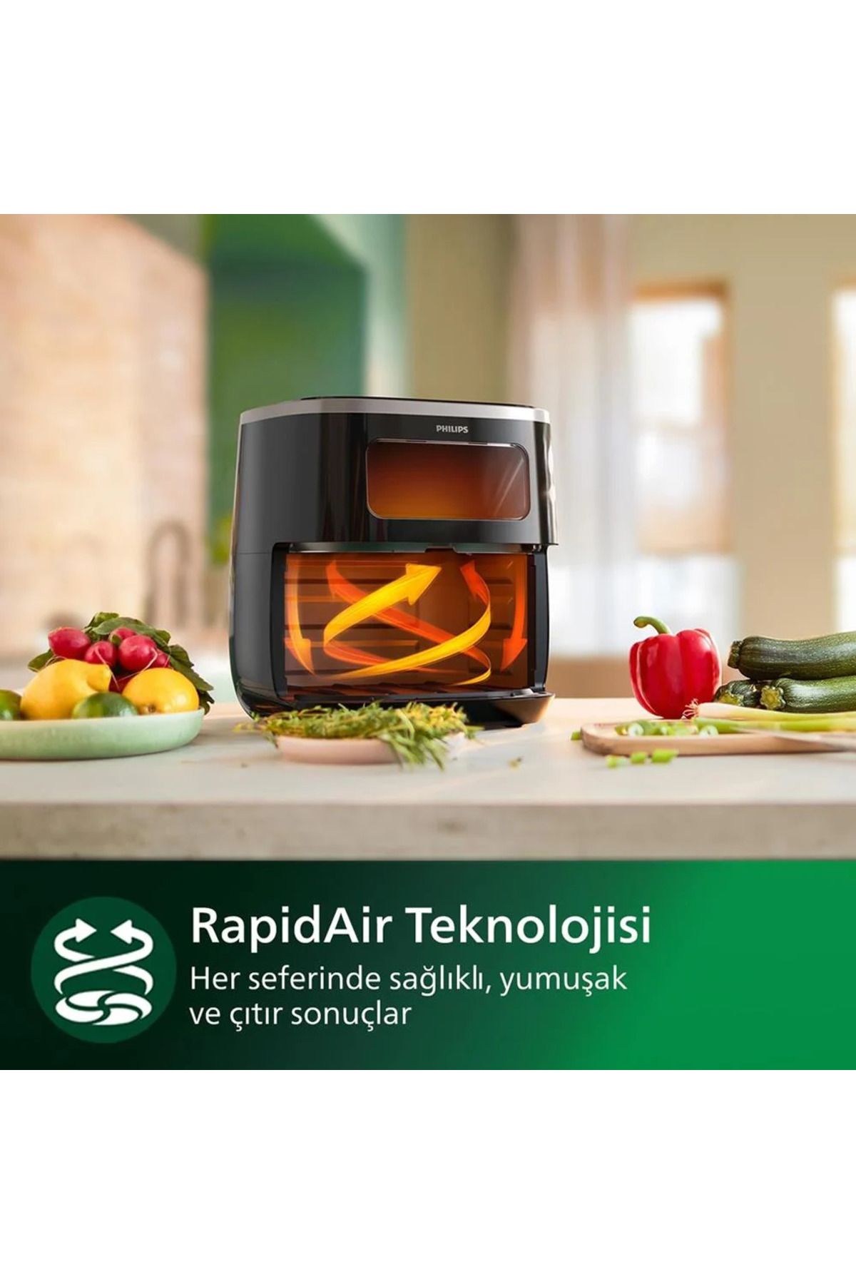 Philips RapidAir Teknolojisi XL 5,6LT 3000 Serisi 7 ön ayarlı dokunmatik ekran Sağlıklı yaşam için Airfryer