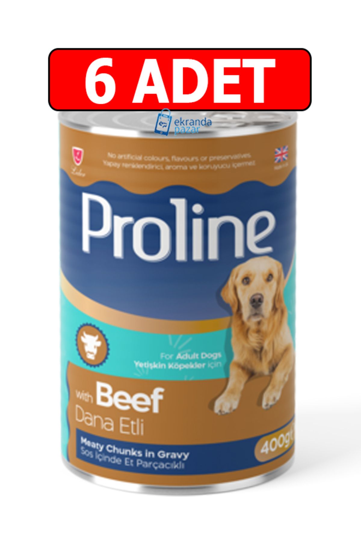 Pro Line Proline dana etli beef biftekli sos içinde et parçalı köpek konservesi 6adet 400gr köpek yaş mama
