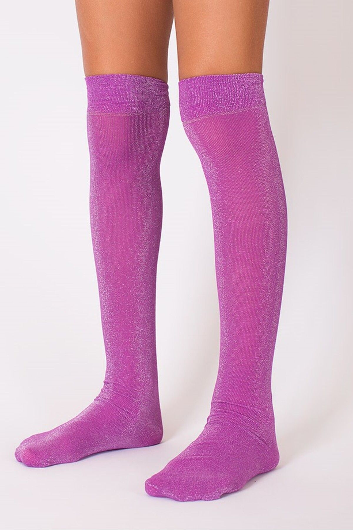 Goose Diz Altı Simli Işıltılı Mor Kız Çocuk Çorap