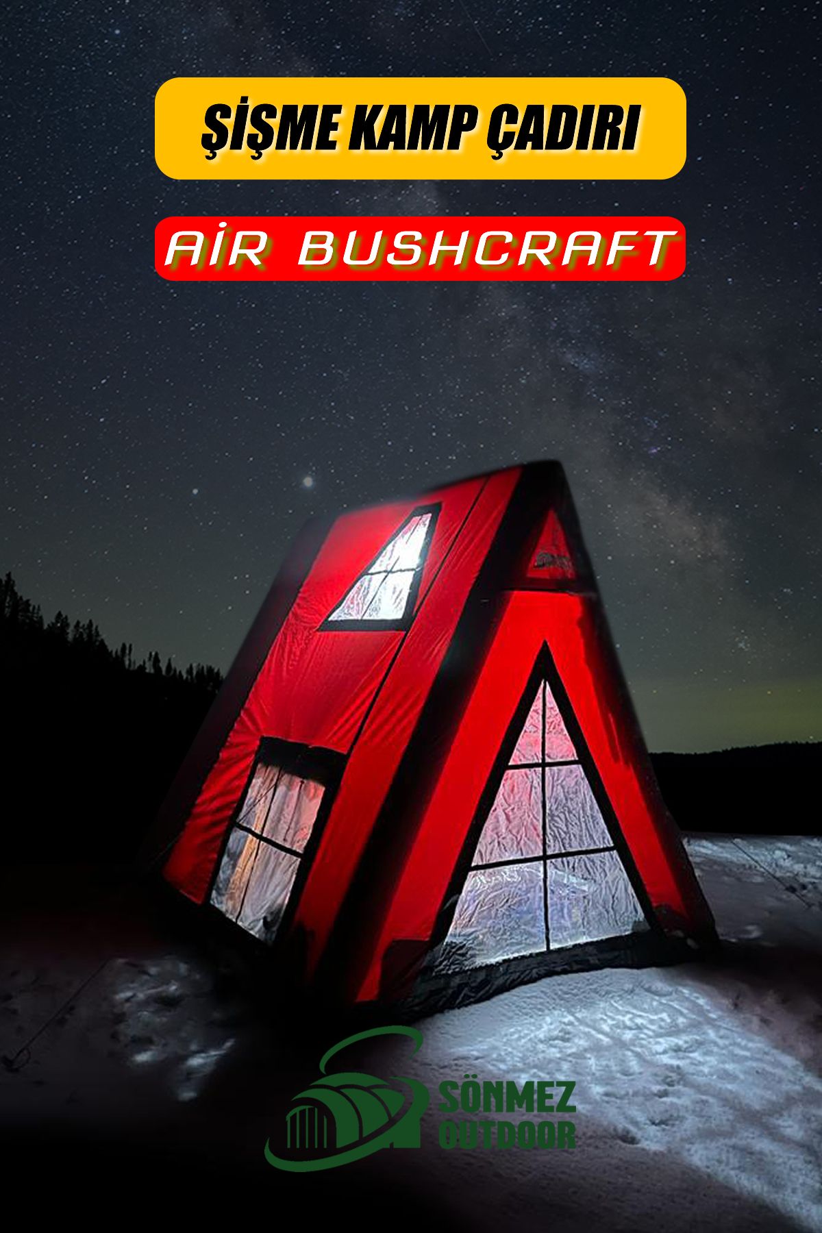 Sönmez Outdoor Air Bushcraft Premium Şişme Kamp Çadır (KIRMIZI) | 2-4 Kişilik | 4 Mevsim