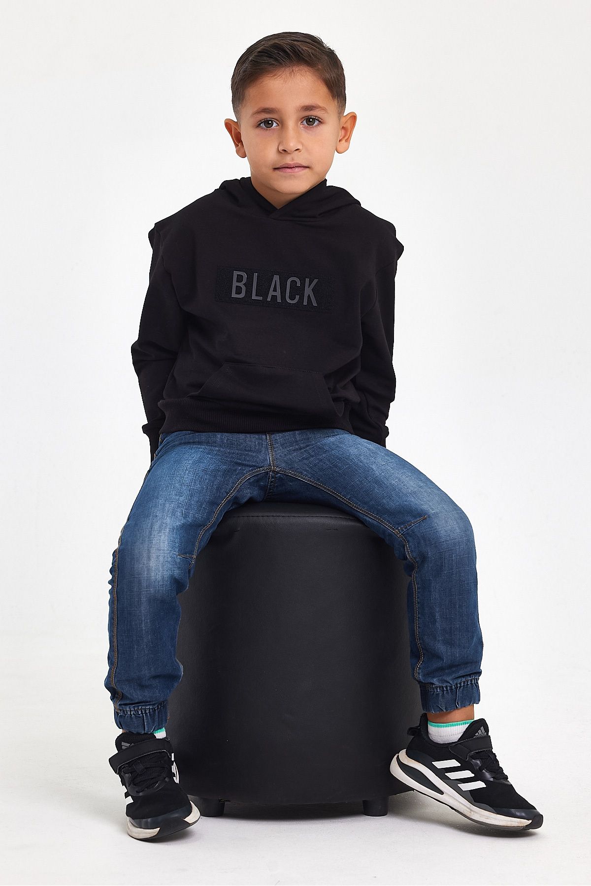 MRS CLOTHING Erkek Çocuk Sweatshirt 3d Baskılı %100 Pamuk Kışlık Siyah Kapüşonlu Oversize Hoodie