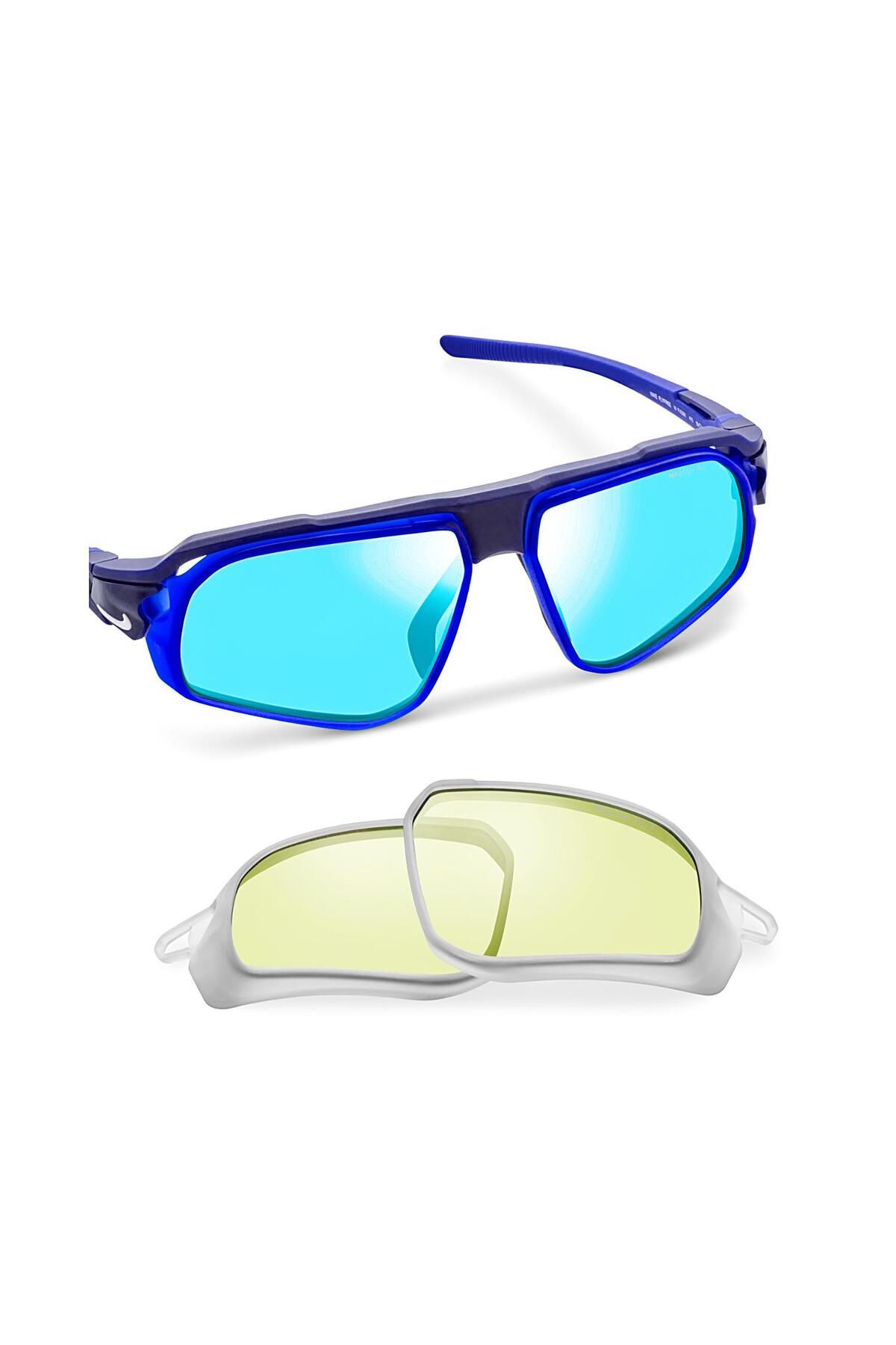 Nike Flyfree M FV2391 410 59 Outdoor Mavi Aynalı Değiştirilebilir Camlı Lacivert Güneş Gözlüğü