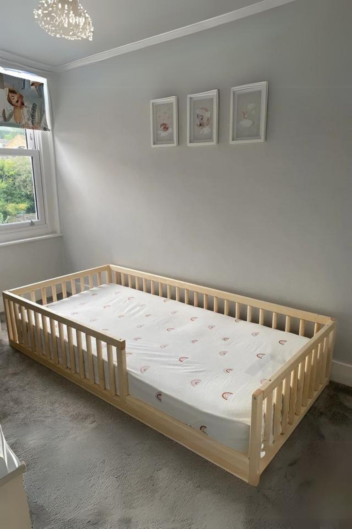 Alyones Tüm Ölçülerde Montessori Ahşap Bebek ve Çocuk Yatağı - Unisex Karyola - Doğal Ahşap Yatak