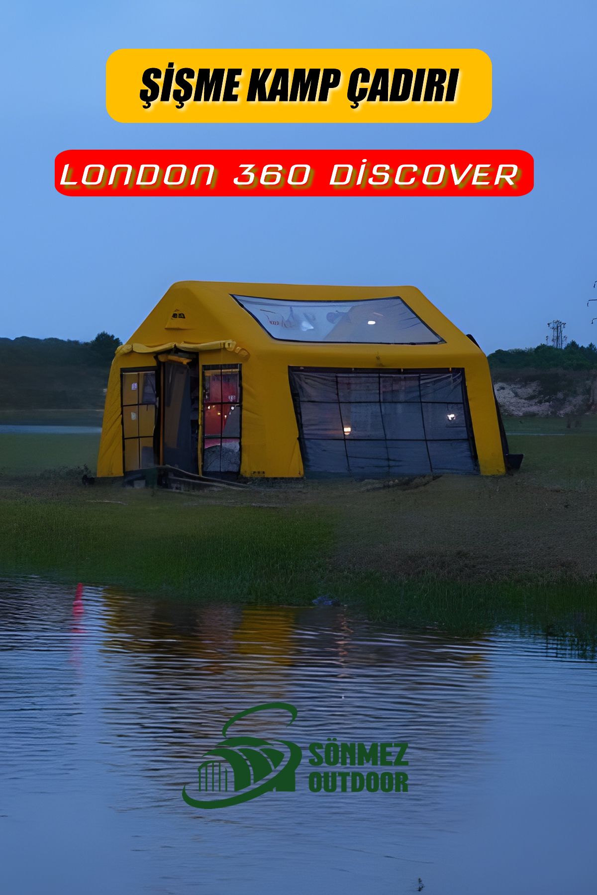 Sönmez Outdoor London 360 Discover Şişme Kamp Çadırı (SARI) | 8-10 Kişilik | 4 Mevsim