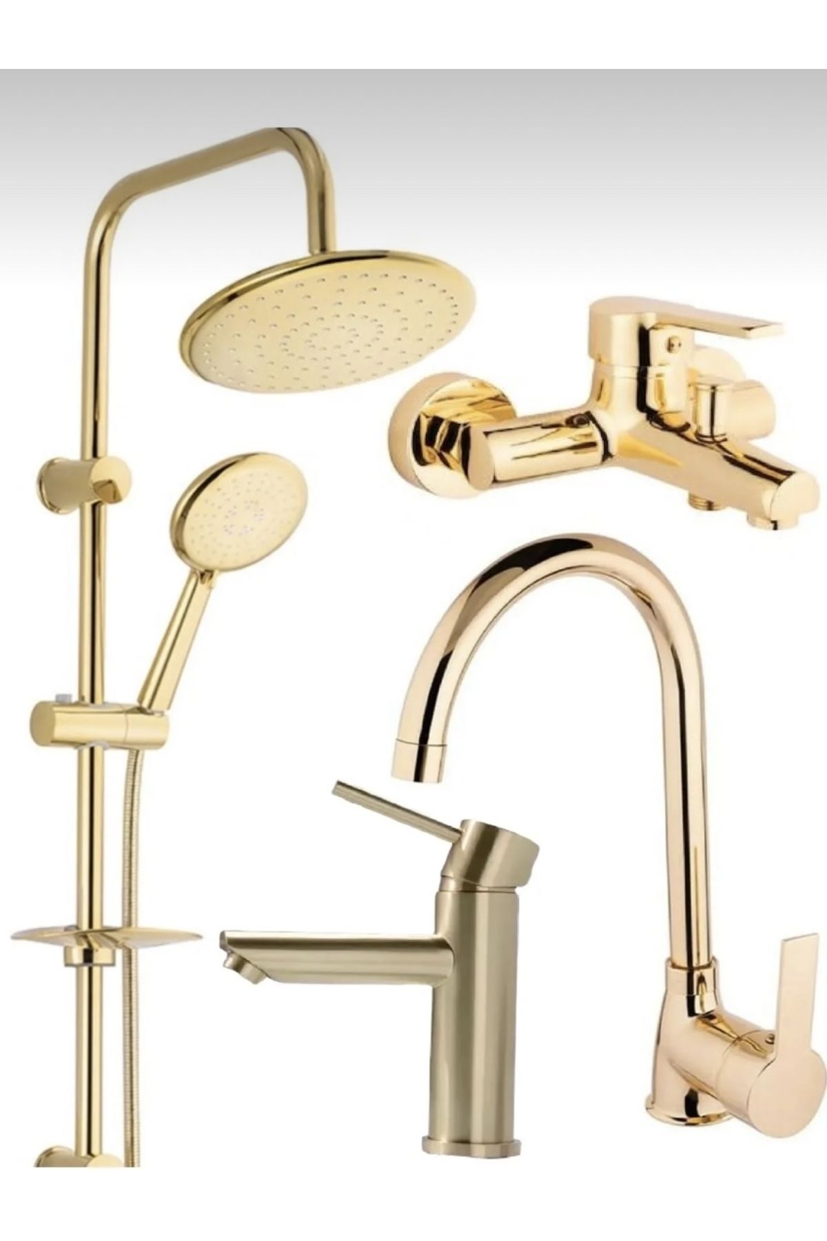 BDL ARMATÜR KCA GOLD ALTIN ROBOT SET, BANYO, MUTFAK EVİYE, KARTAL LAVABO BATARYASI MUSLUĞU 4’LÜ SET