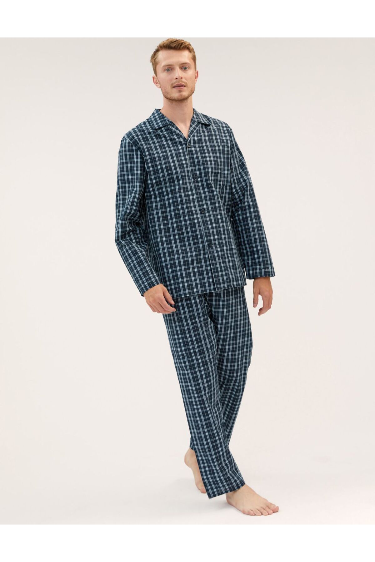 Marks & Spencer Ekose Desenli Uzun Kollu Pijama Takımı
