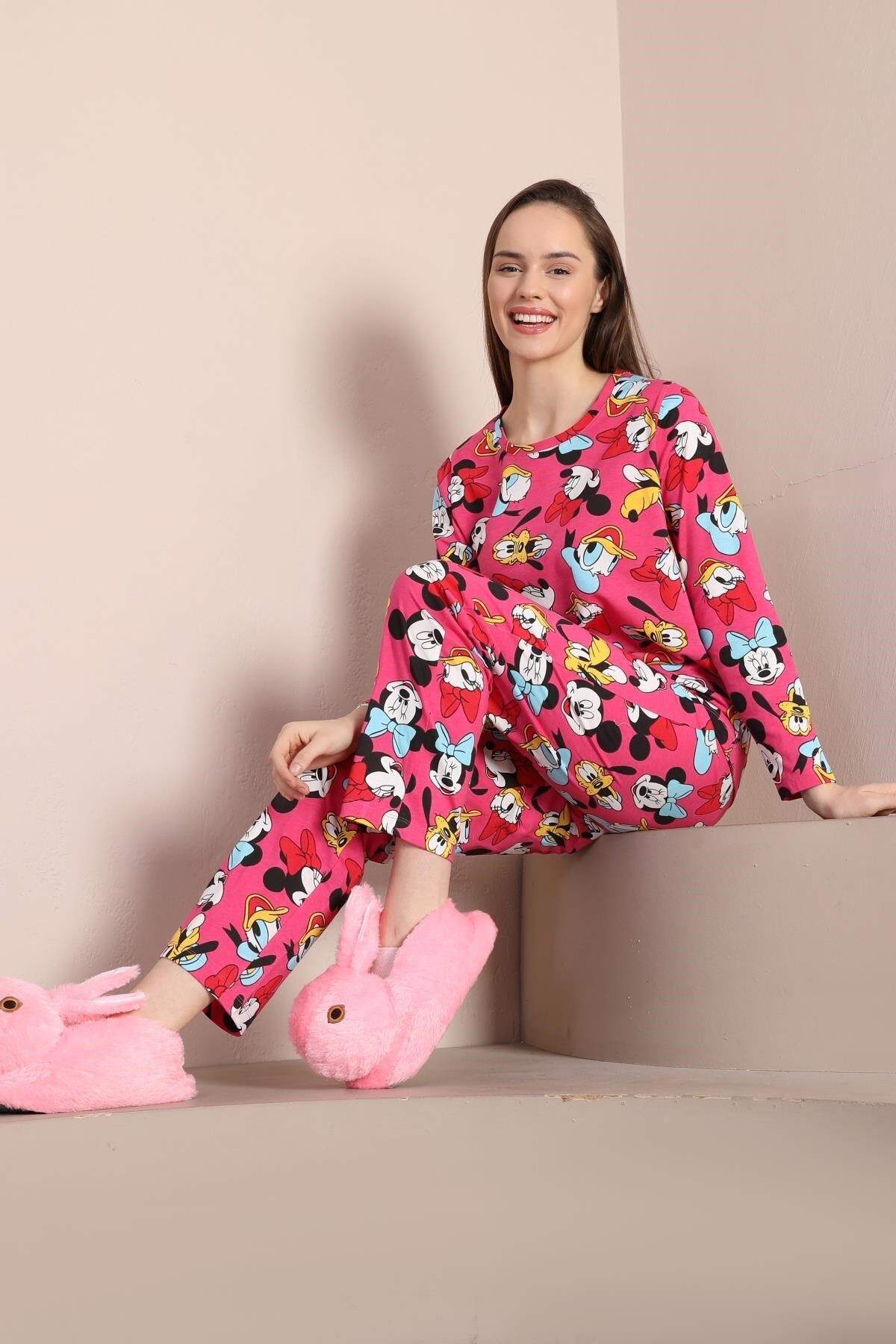 Seamoda Disney Karakter Baskılı Pijama Takımı-FUŞYA