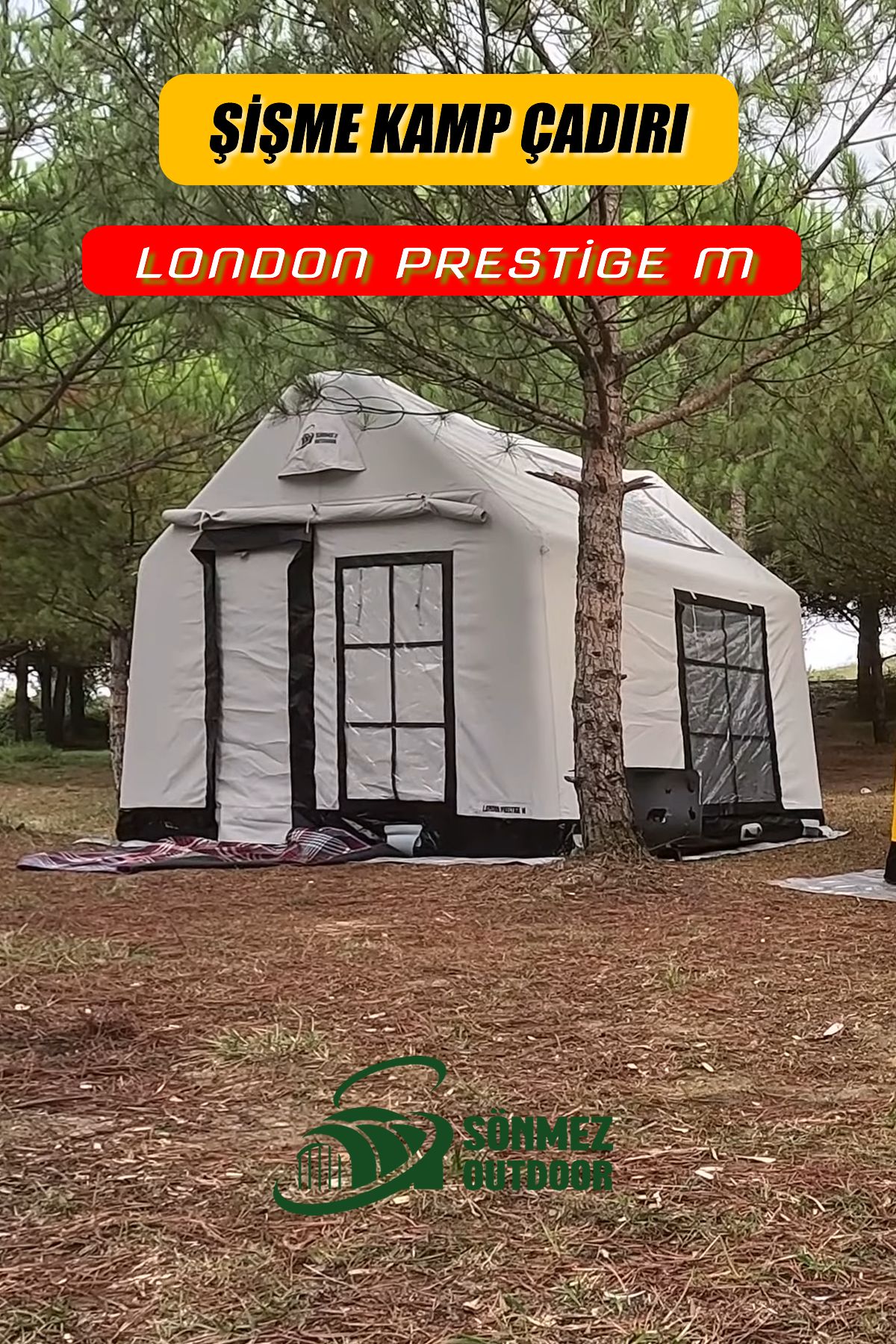 Sönmez Outdoor London Prestige (M) Şişme Kamp Çadırı (GRİ) | 5-6 Kişilik | 4 Mevsim