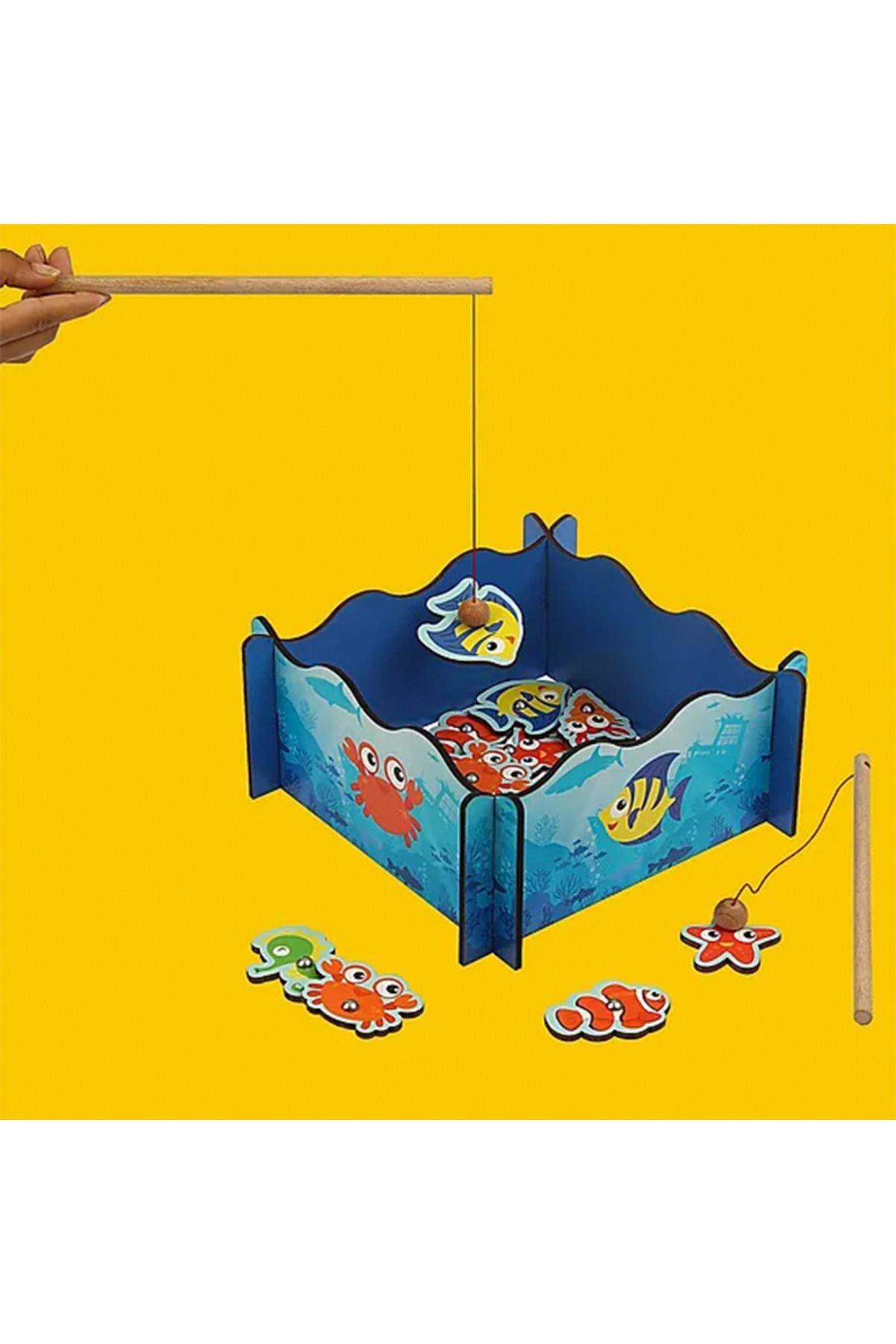 Rossie Calimera Toys Havuzlu Ahşap Balık Yakalama Oyunu Oltalı