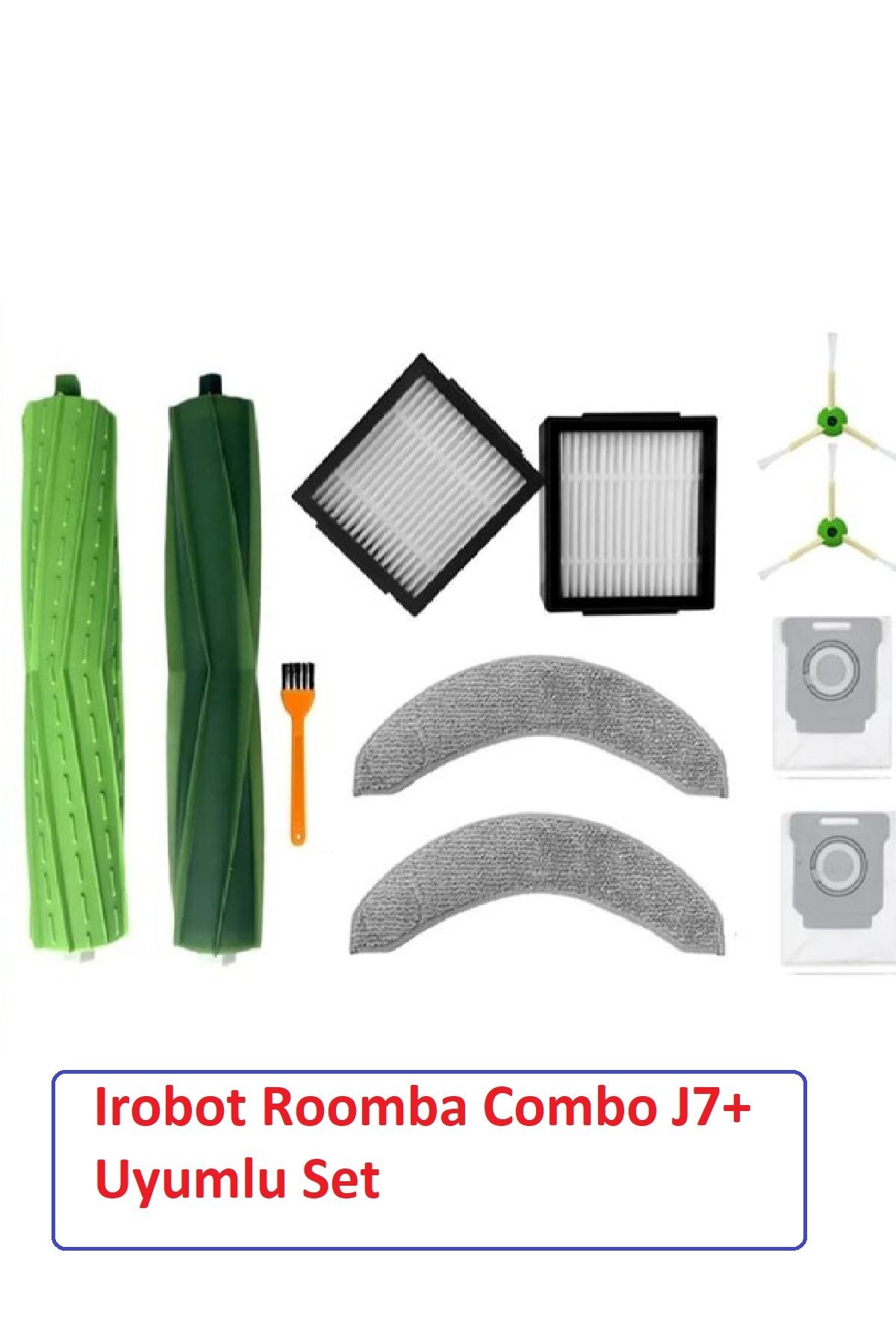 LİN GRUP iRobot Roomba Combo J7+ Uyumlu Yedek mop paspas hepa filtre fırça toz torbası