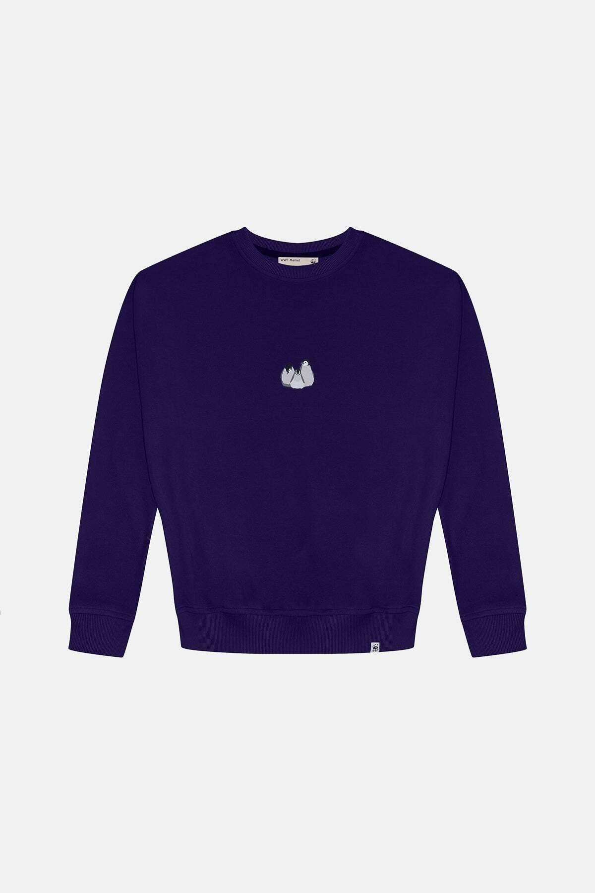WWF Market Yavru İmparator Penguen Super Soft Oversize Sweatshirt - Mor