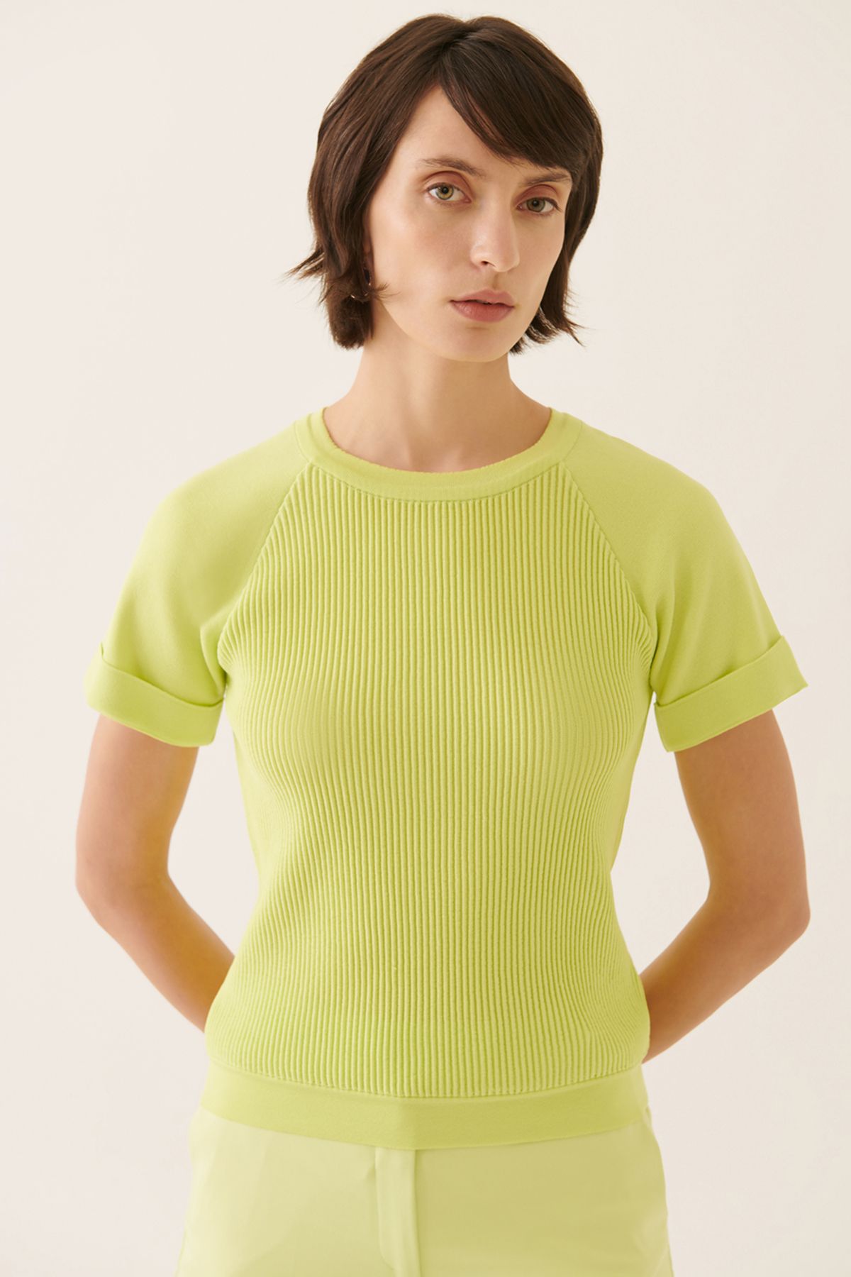 Perspective İllas Misket Limonu Renk Kadın Triko Bluz