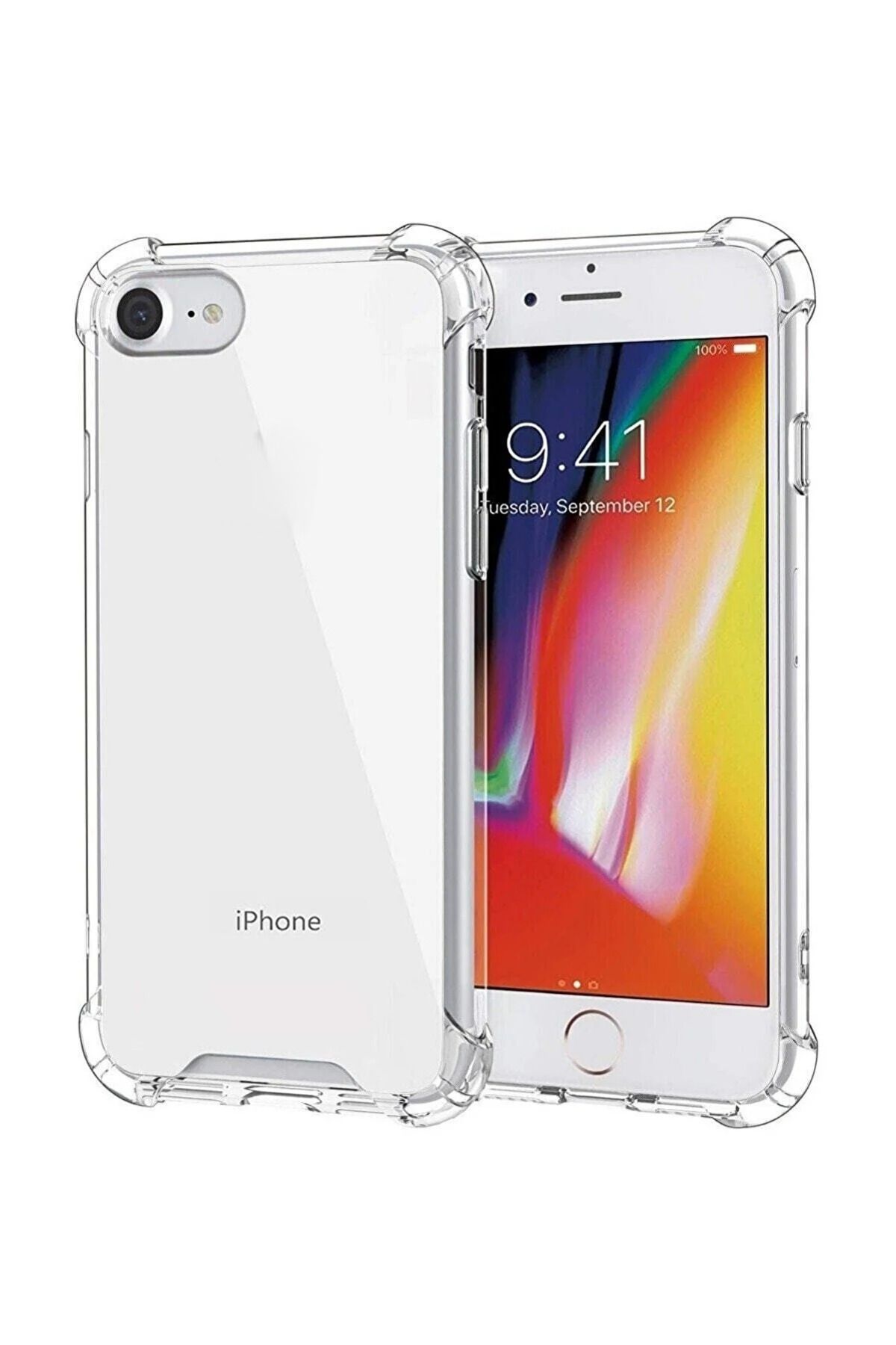 Fibaks Apple Iphone 6/6s Kılıf Crystal Sert Pc Antishock Darbe Emici Kenar Şeffaf Silikon Kapak