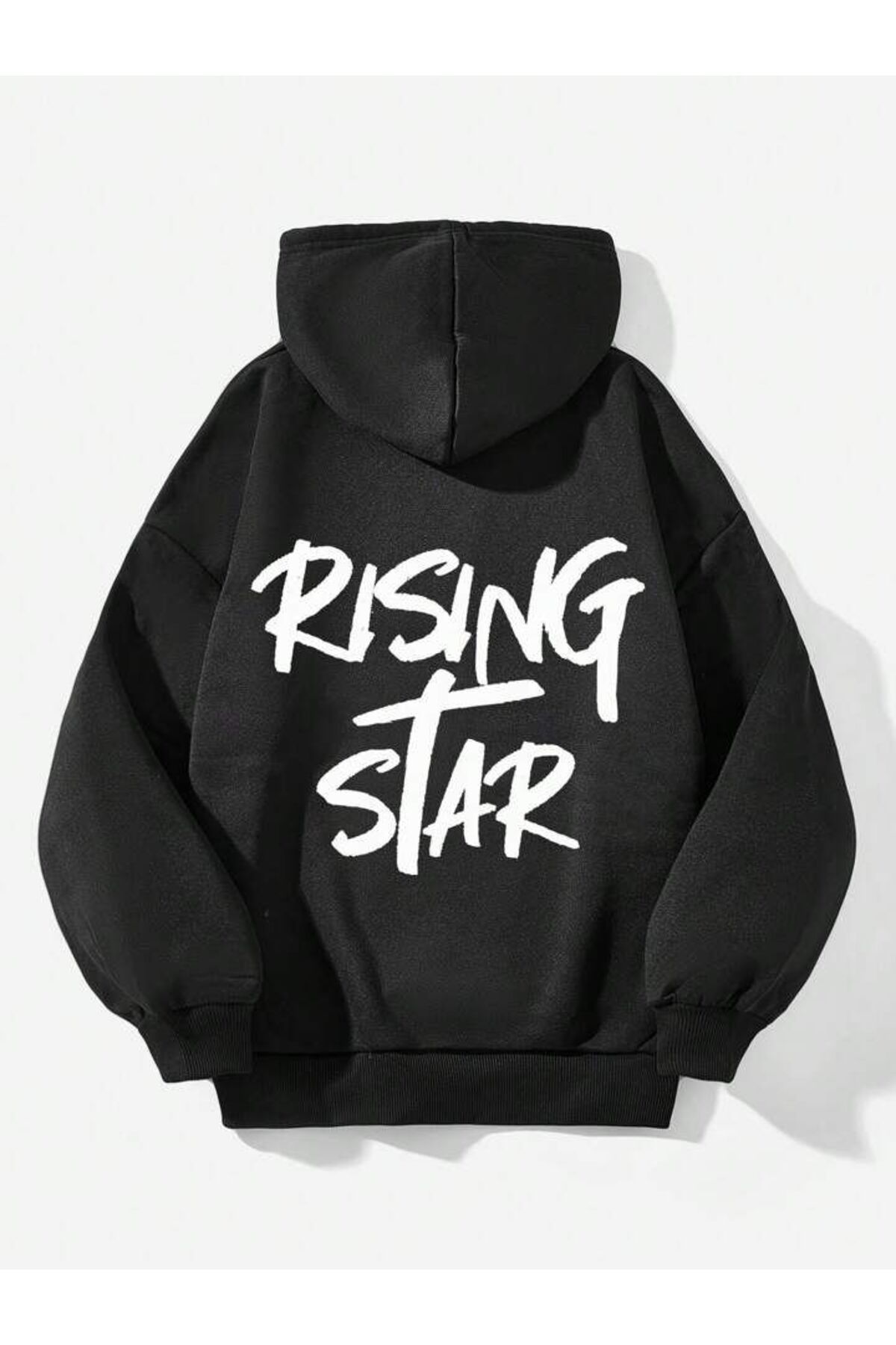 AFROGİYİM Unisex Rising Star Sırt Detay Baskılı Polar Üç İp Kapüşonlu Sweatshirt