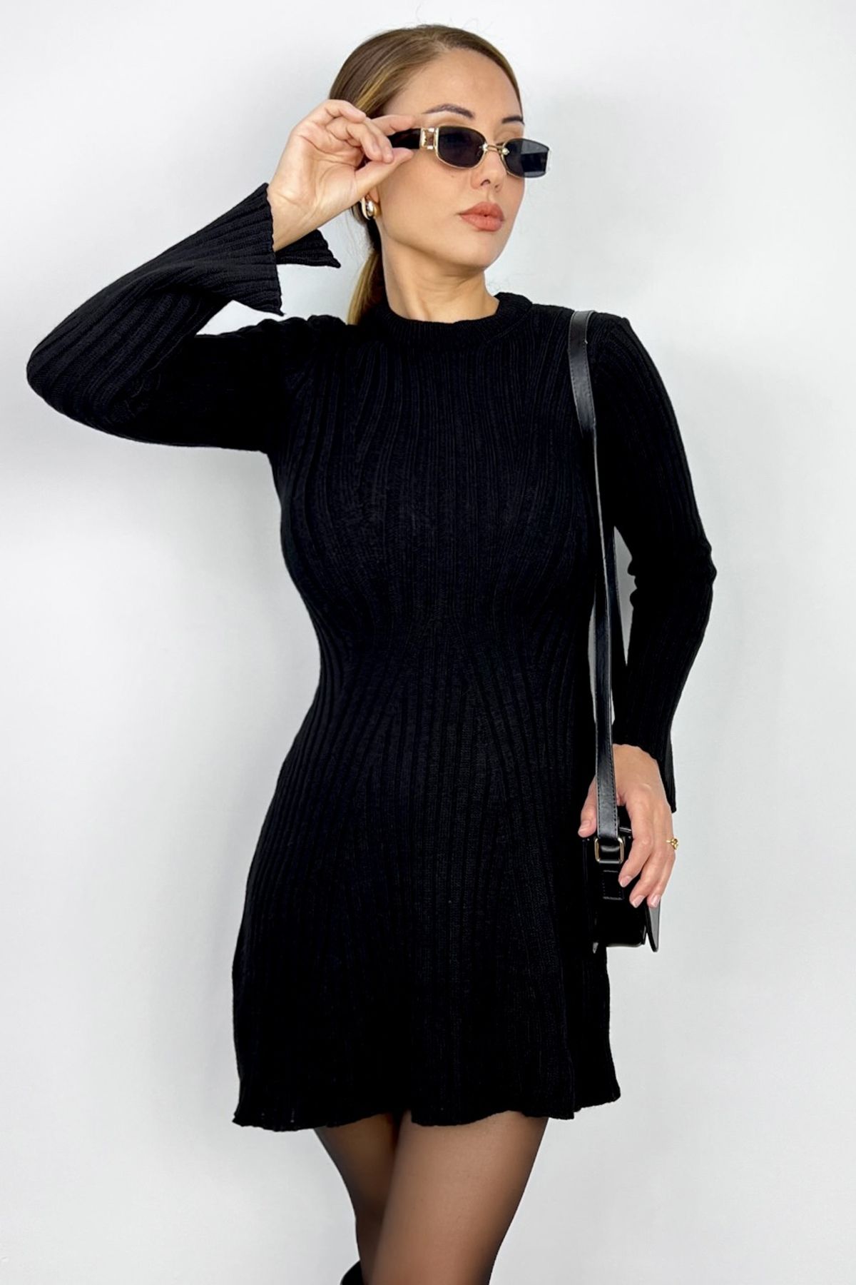 Ritnice Kadın Laila Siyah Örgü Elbise