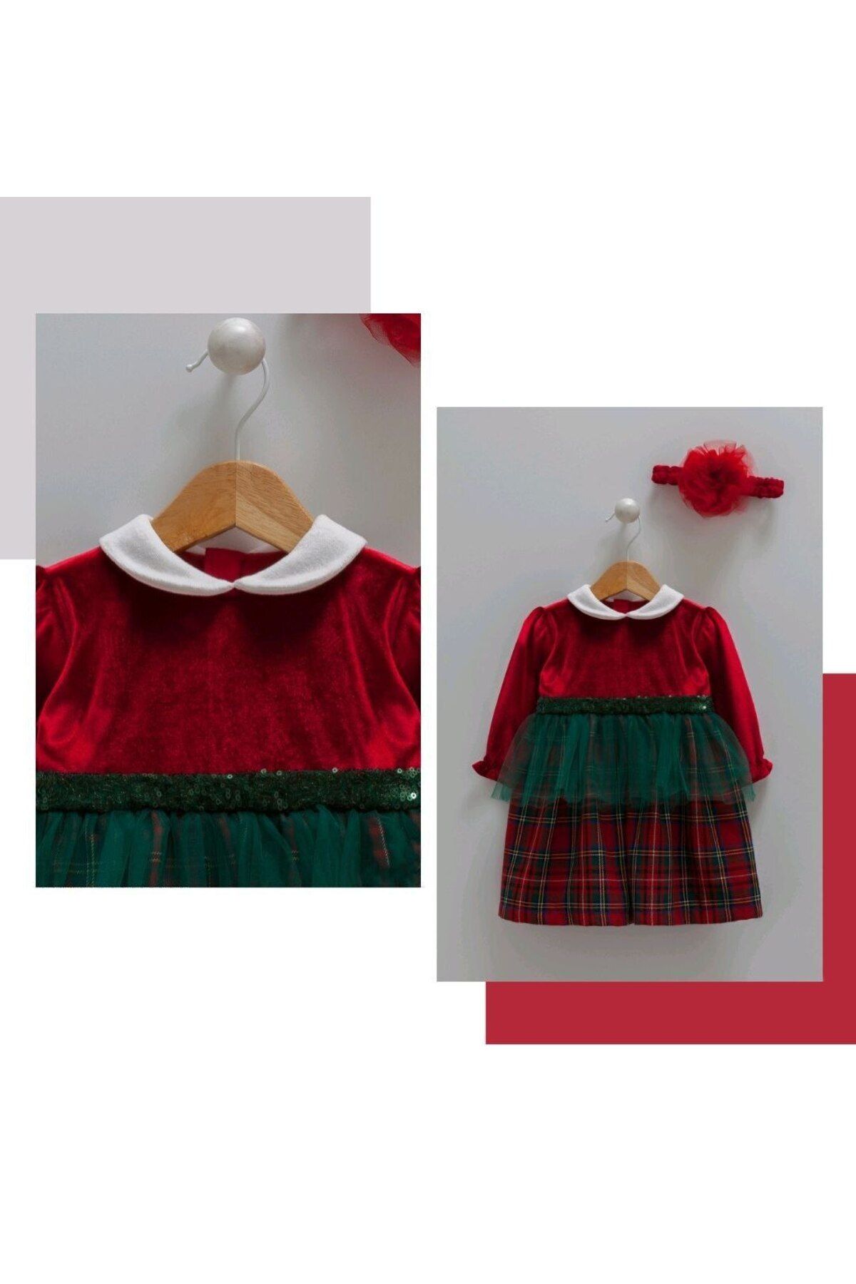 Caramell Kız Bebek Happy Time Kırmızı Tüllü Elbise Bandana Set
