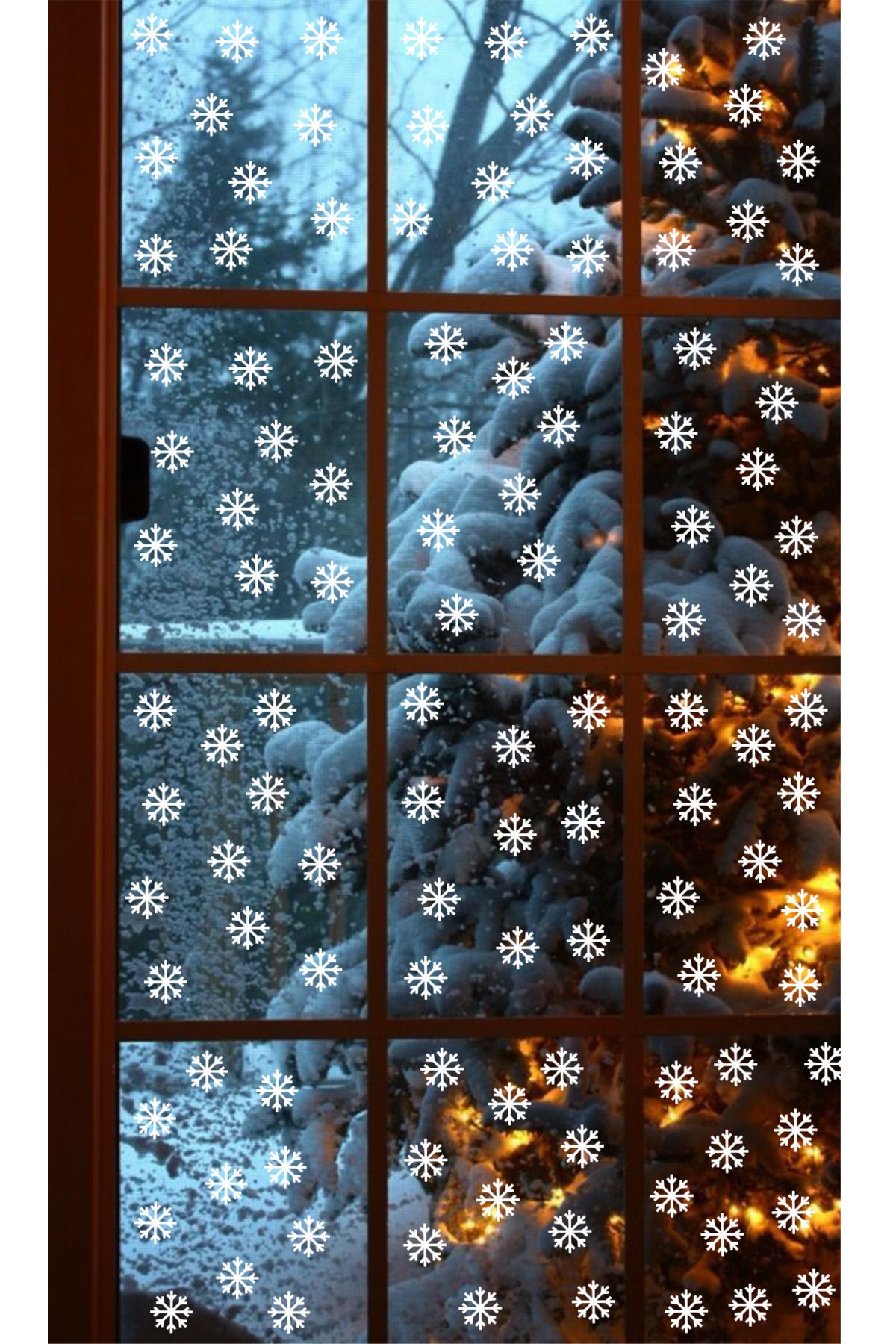 efekt reklam Yılbaşı Kar Taneleri Duvar Cam Pencere Sticker Seti 60 Adet