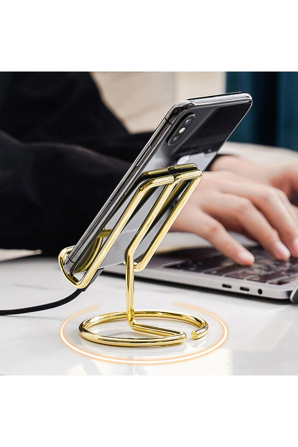 Miniminti Gold Metal Masaüstü Telefon Tutucu