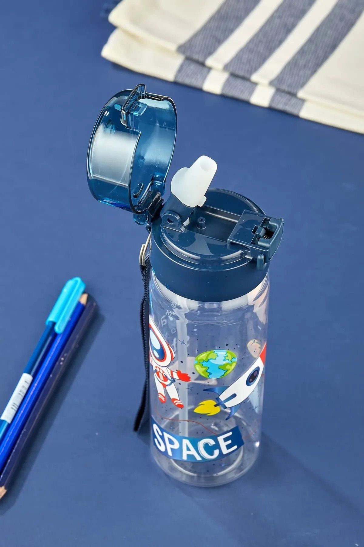 OPTİZON Space Mavi Ilkokul Matara %100 Sızdırmaz Suluk Space Suluk