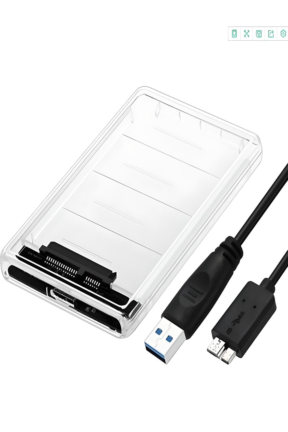 ulu 2,5 İNÇ Sata USB 3.0 Taşınabilir Harddisk -SSD Kutusu Şeffaf