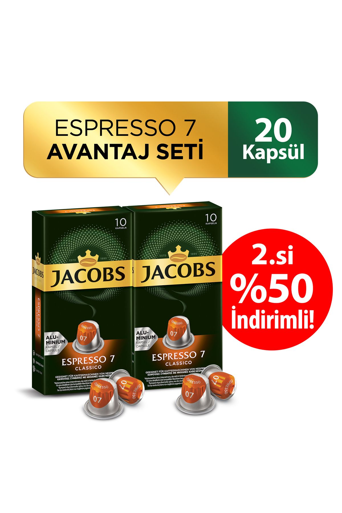 Jacobs Capsule Espresso 7 Classic X 2 Adet 2.%50