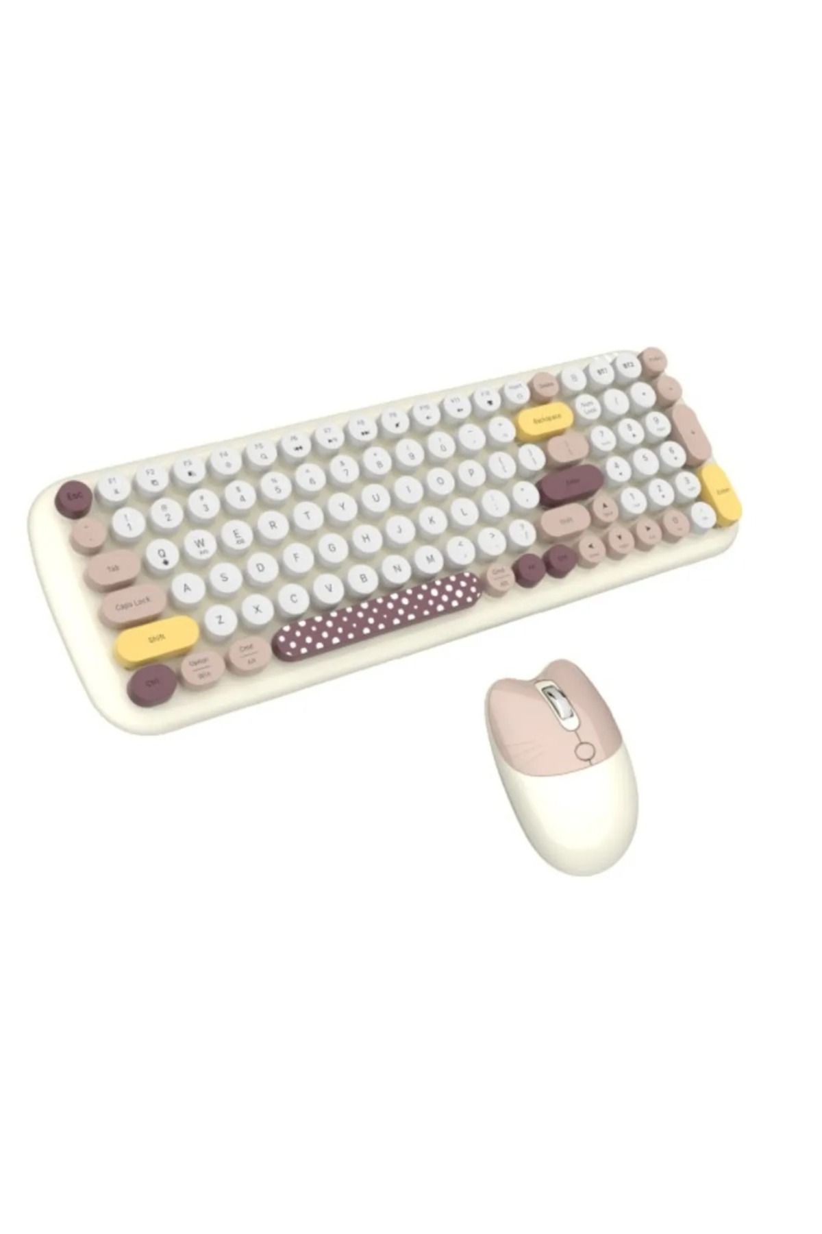 Alfa MEC Tüm Cihazlara Uyumlu Klavye Mouse Set Pilli Bluetooth Wireless 2 Bağlantı Seçenekli Renk Desenli Set