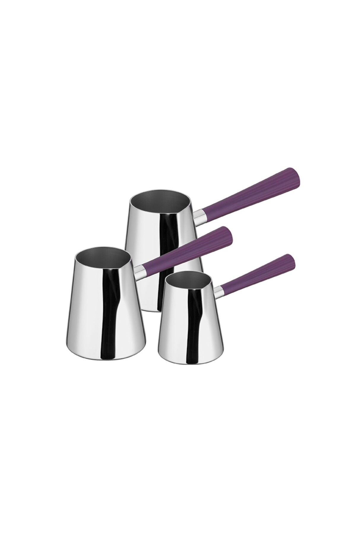 Aryıldız Roma Purple Cezve Takım 3'lü Aısı 304 Paslanmaz Çelik Gövde Iki-dört-altı Kişilik Özel Tasarım