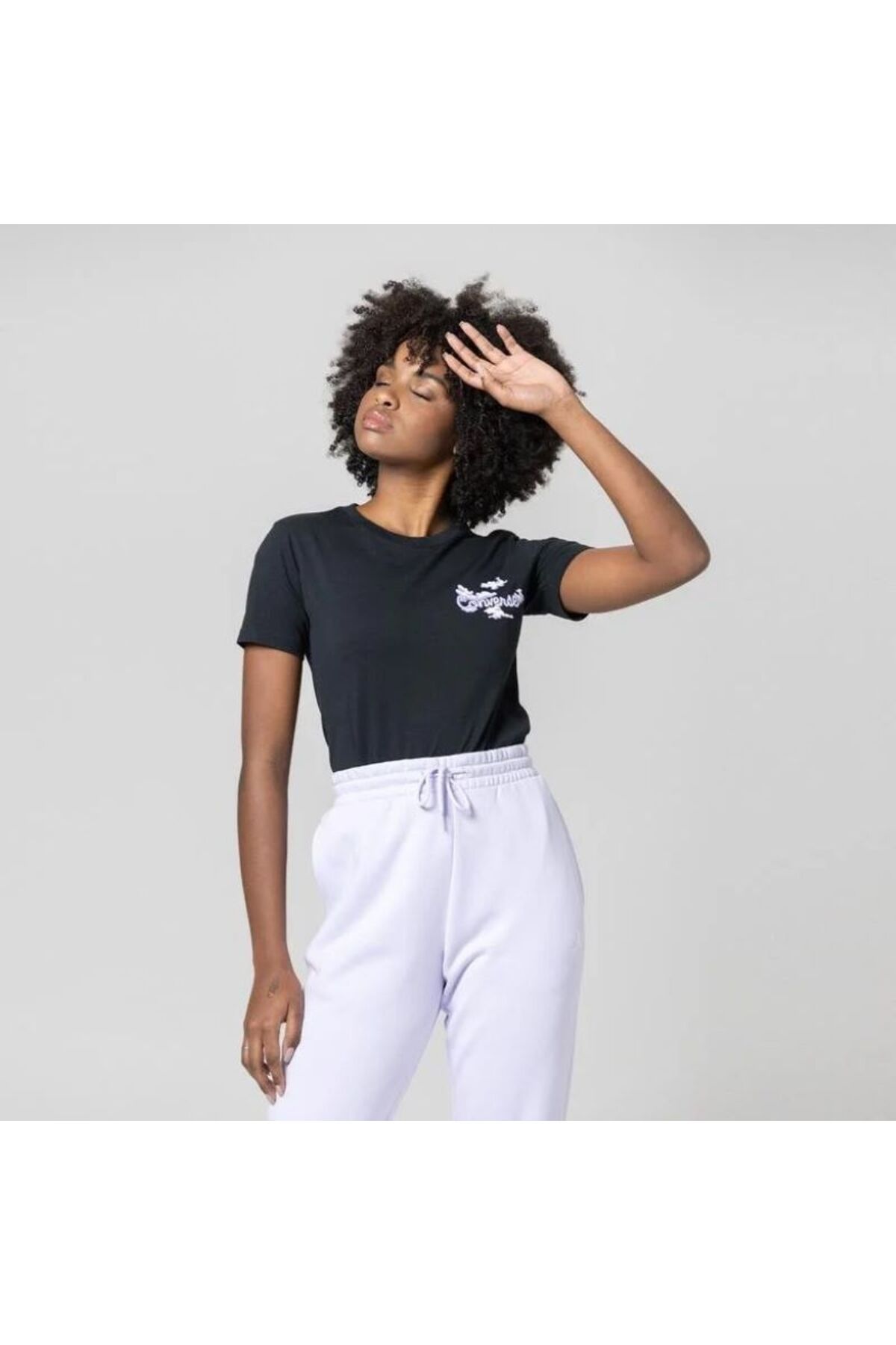 Converse Seasonal Graphic Word Art Kadın Siyah T-Shirt