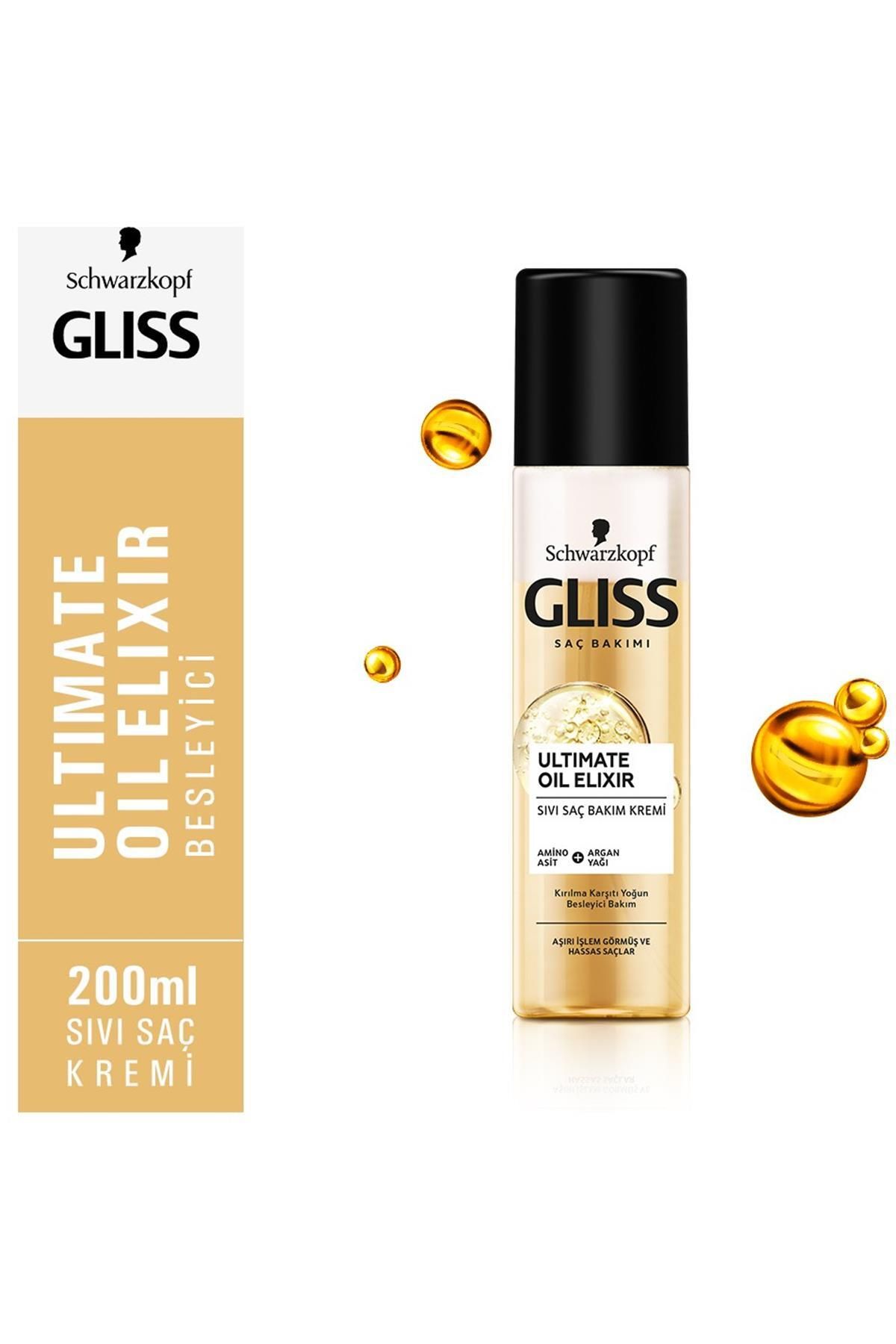 Gliss Ultimate Oil Elixir Besleyici Sıvı Saç Bakım Kremi - Aminoasit Ve Argan Yağı İle 200 Ml