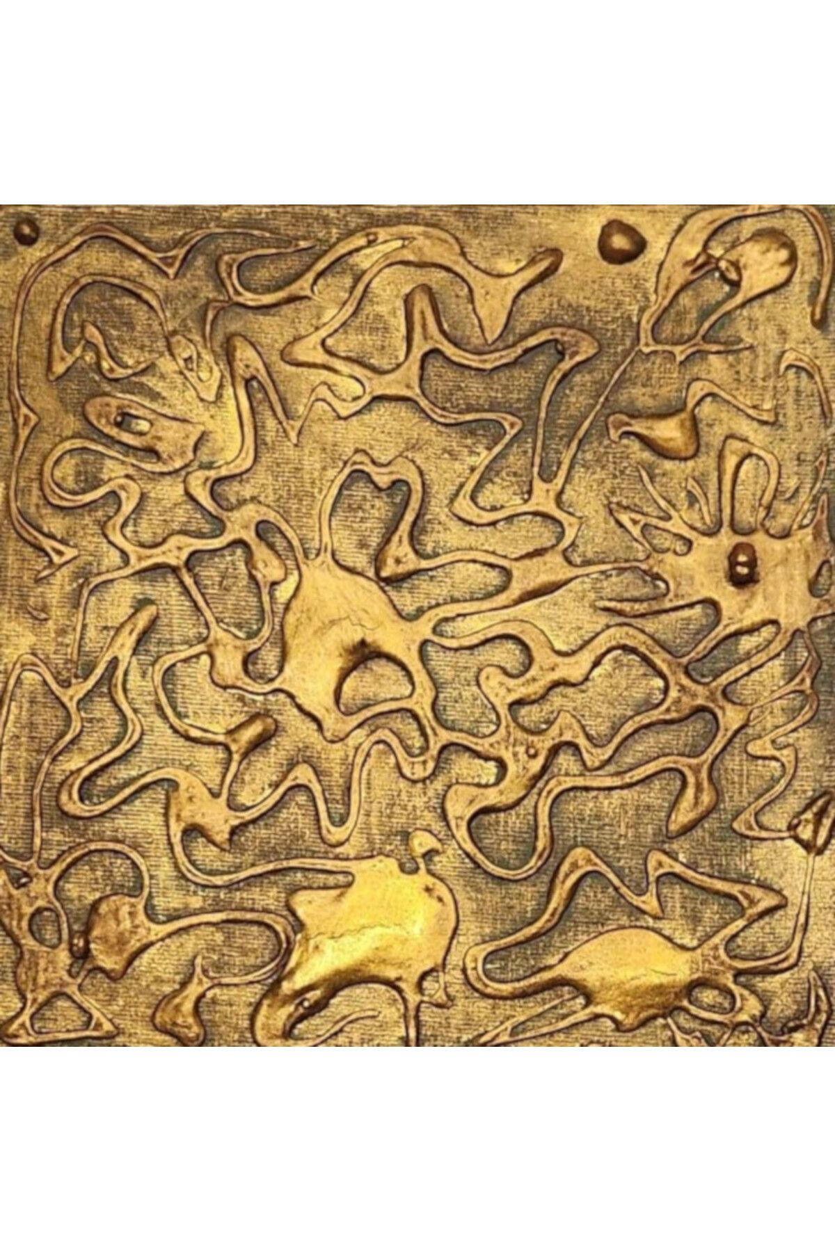 Winsor Newton Eskitme Altın Dekor Tablo - Dokulu - 15x15 Cm