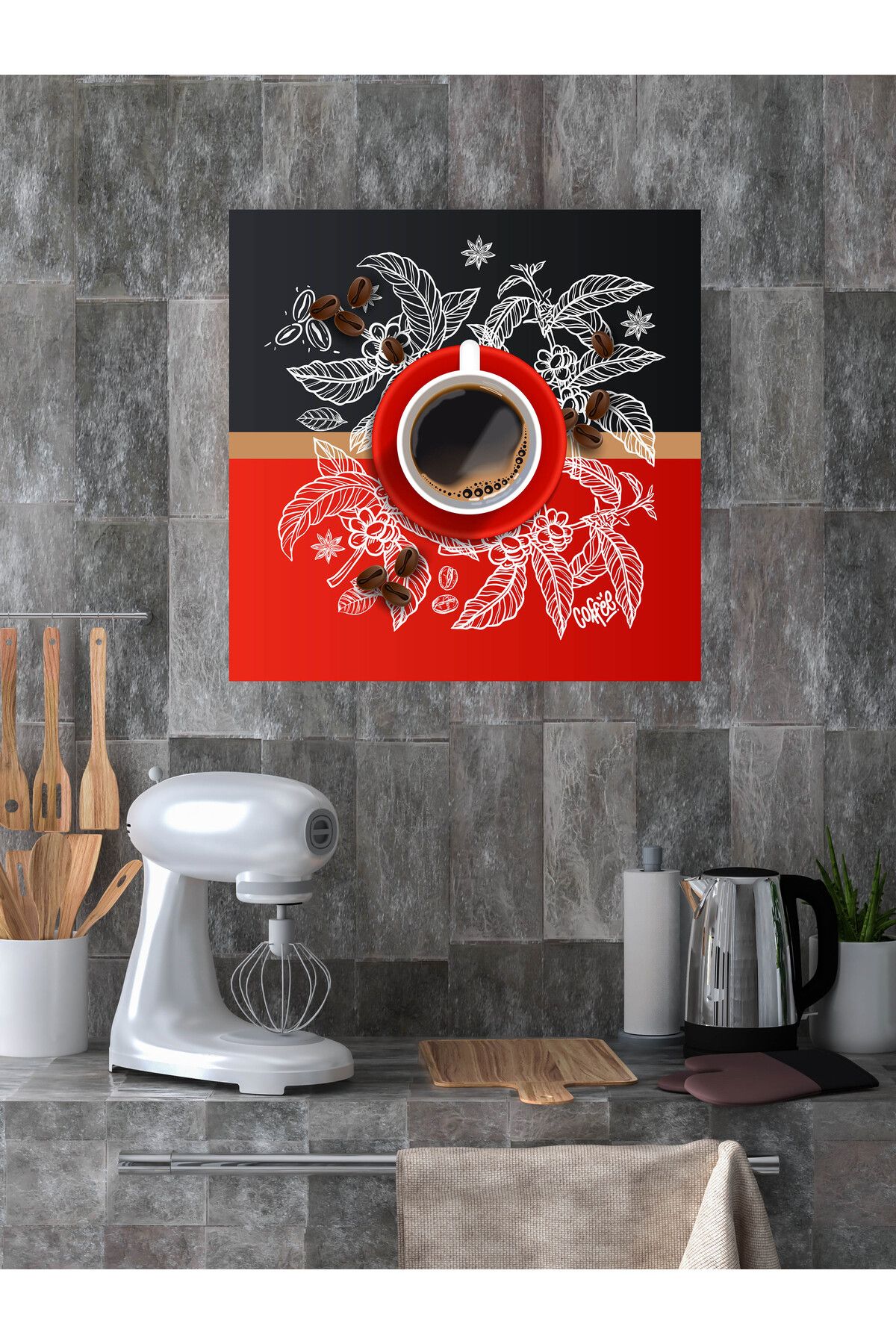 arzuönler Kırmızı Siyah Kahve Temalı Dekoratif Kanvas Tablo
