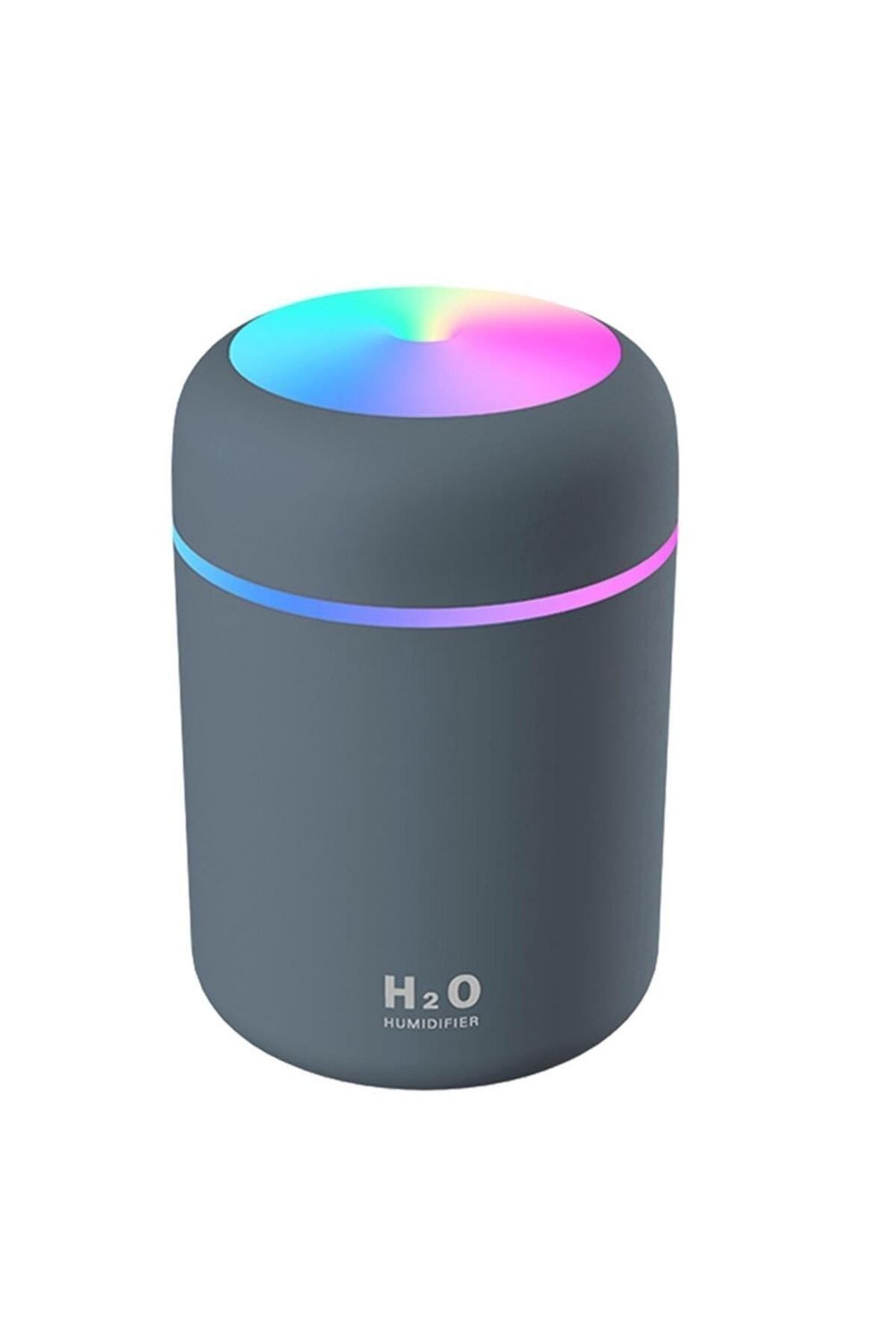 H2O Humidifier 300ml Ev Ve Araba Için Renkli Ultrasonik Buharlı Hava Nemlendirici Gri