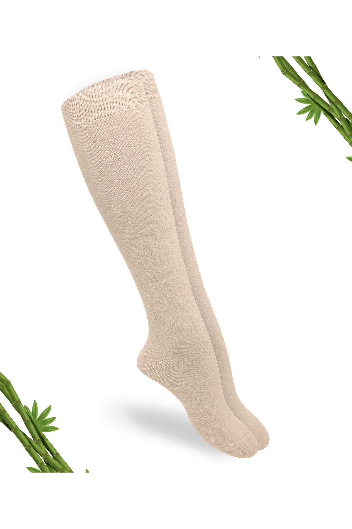 DAYCO Premium Dikişsiz (TEN RENGİ) Bej Rengi Kadın Bambu Dizaltı Çorap - 392-bej-35-38 - (1 ÇİFT)