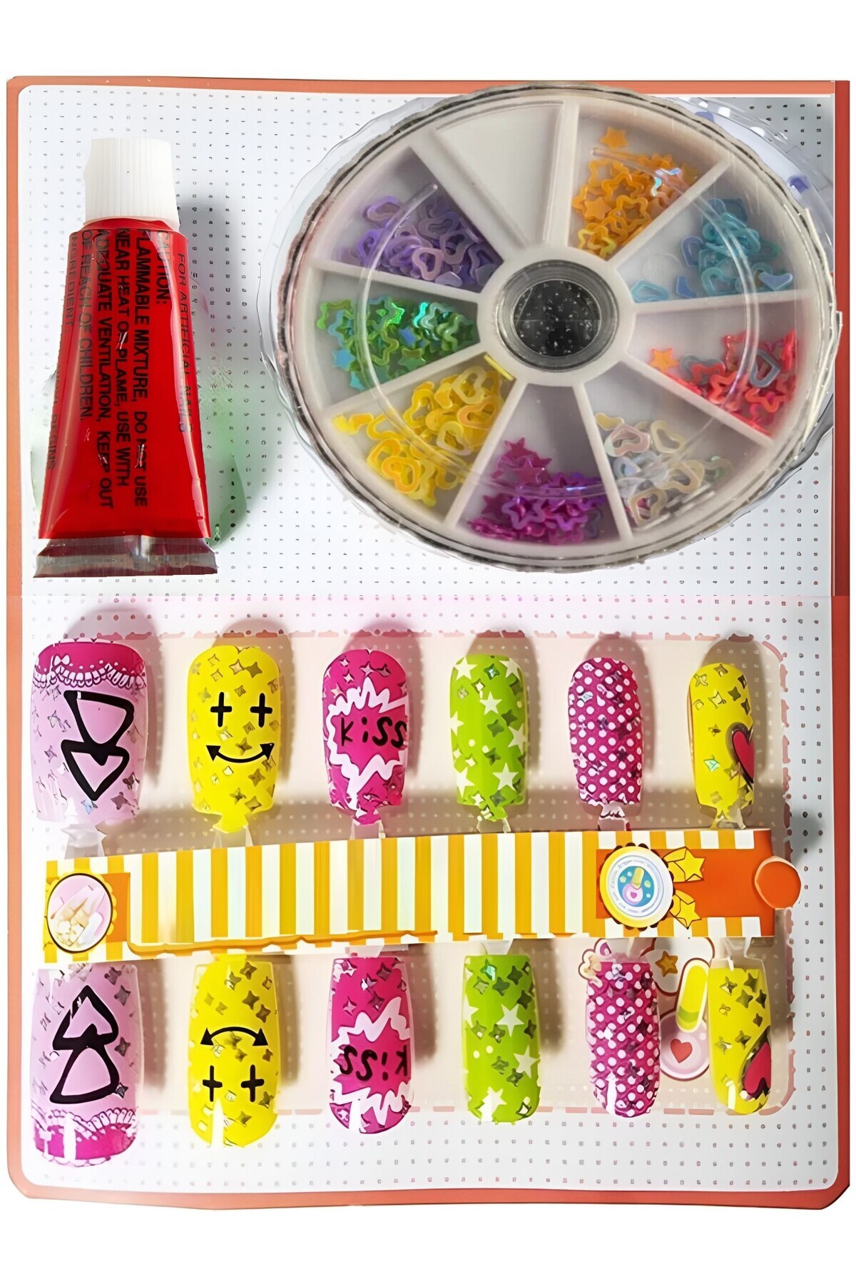 Hyd Çocuk Takma Tırnak Oyuncak Süsleme Seti Nail Art Tırnak Aksesuarı