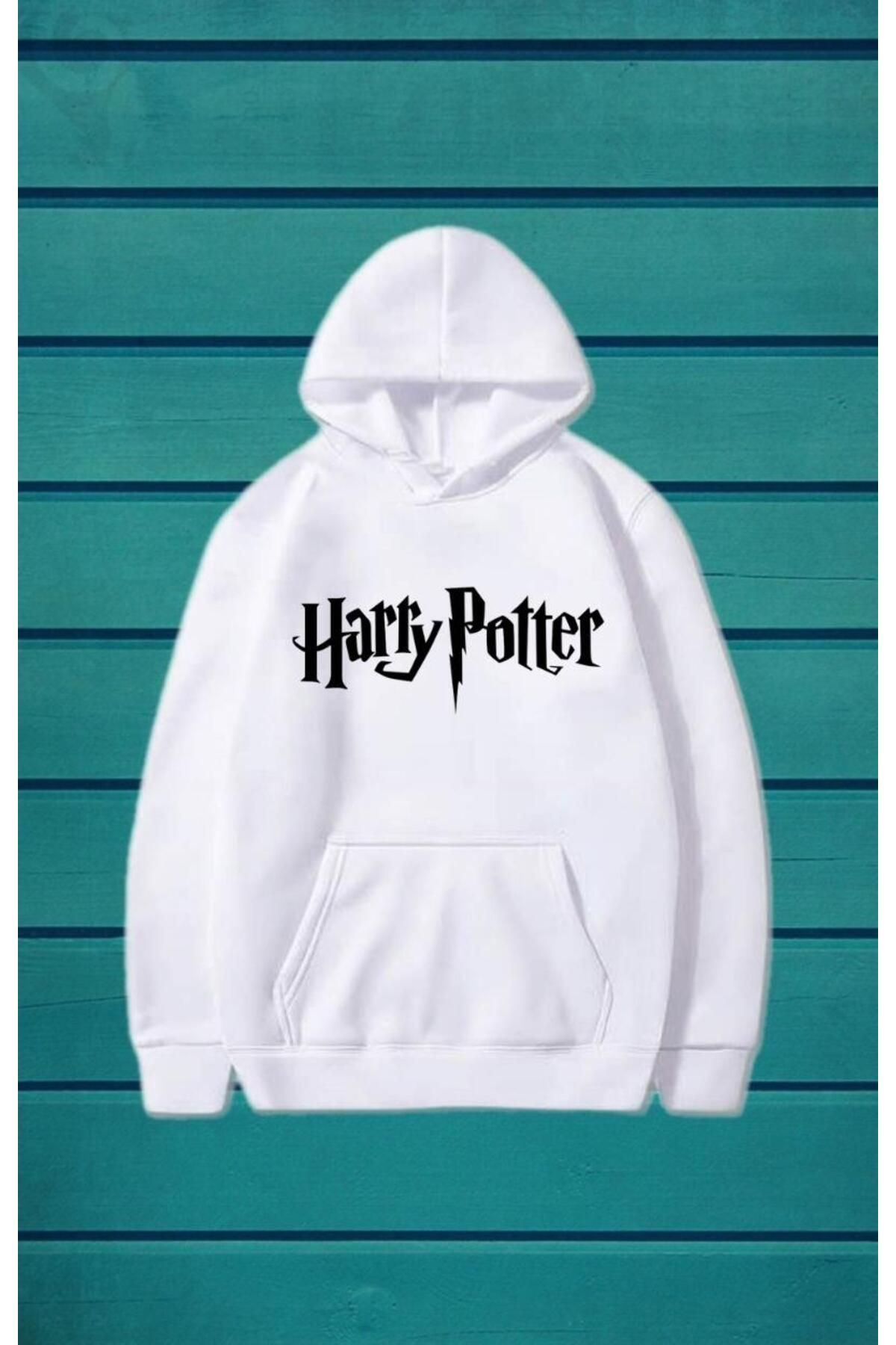 Di pigna UNISEX Di pigna Harry Potter Baskılı Beyaz Kapüşonlu Sweatshirt